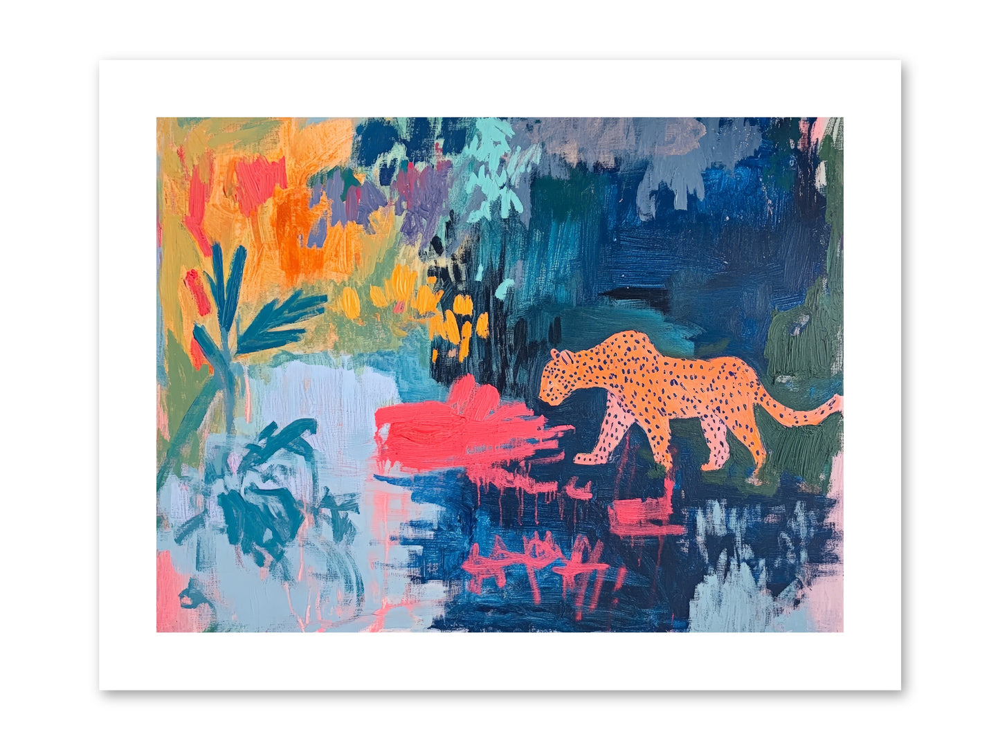 The Painted Leopard's Reverie -- Paper Print 12x9