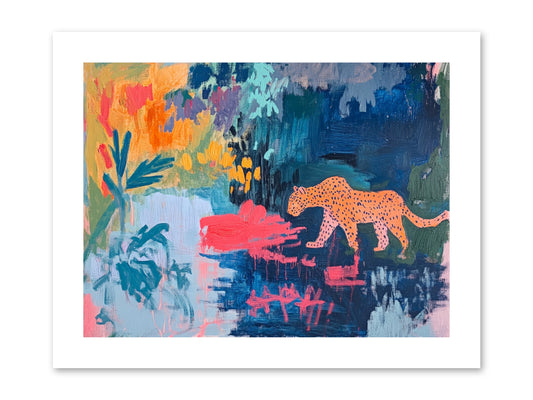 The Painted Leopard's Reverie -- Paper Print 12x9