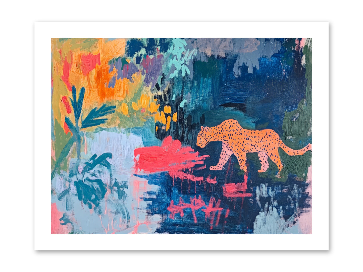 The Painted Leopard's Reverie -- Paper Print 16x12