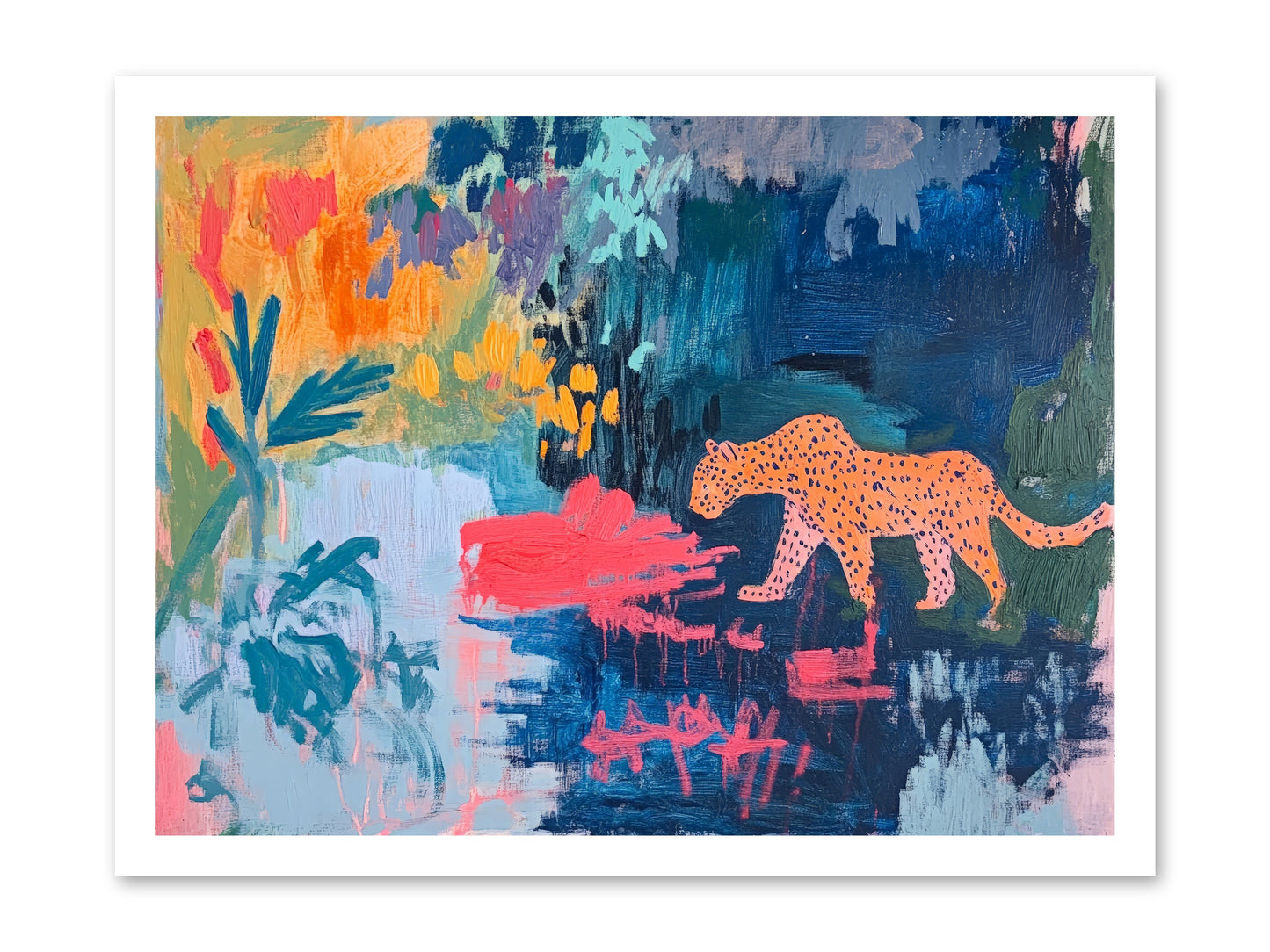 The Painted Leopard's Reverie -- Loose Canvas Print 24x18