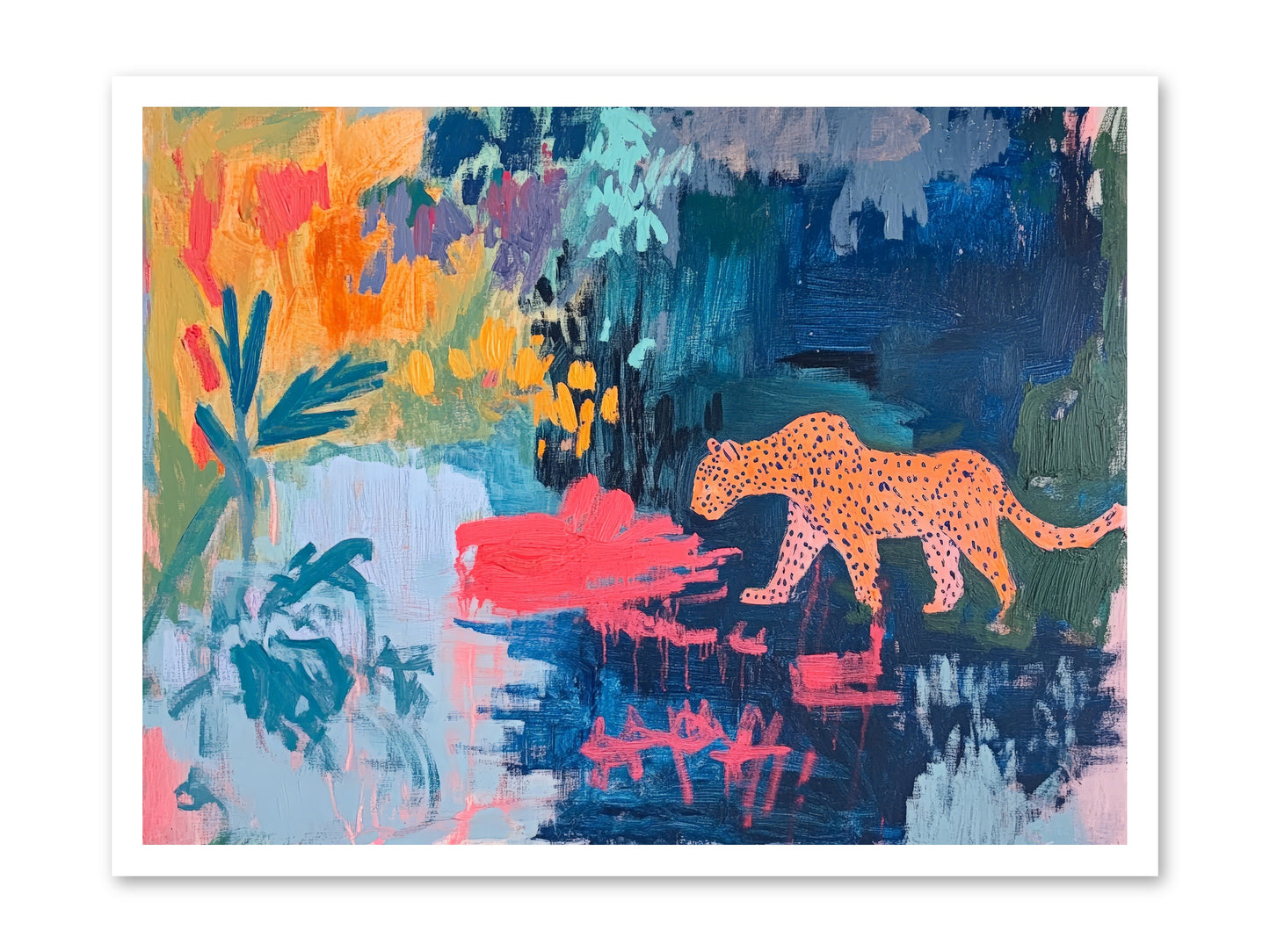 The Painted Leopard's Reverie -- Paper Print 32x24