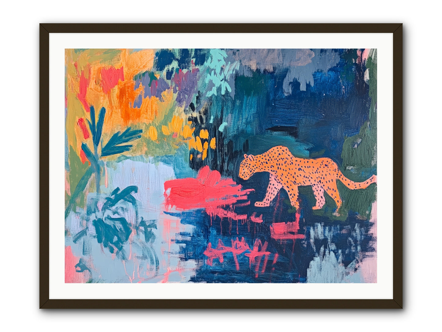 The Painted Leopard's Reverie -- Framed Print - Black 40x30