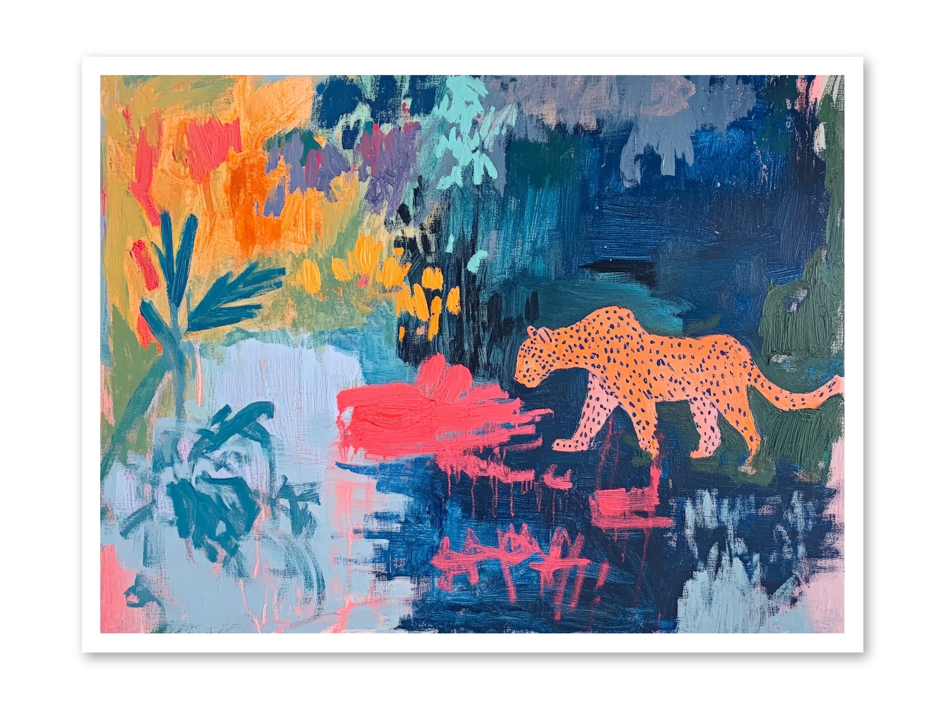 The Painted Leopard's Reverie -- Loose Canvas Print 40x30