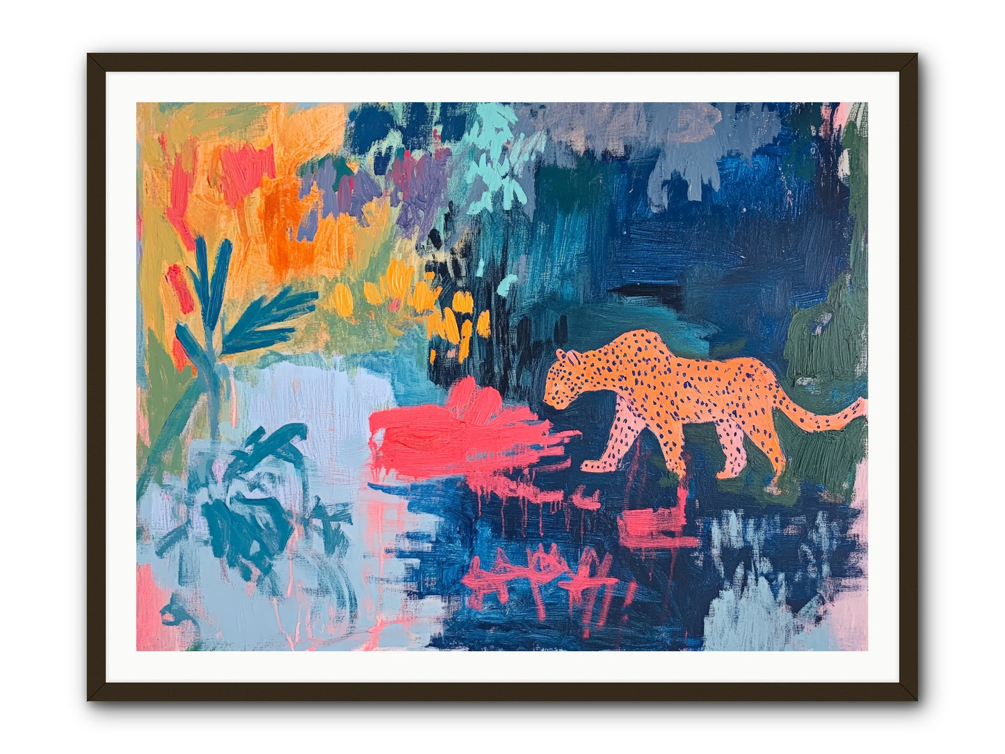 The Painted Leopard's Reverie -- Framed Print - Black 48x36