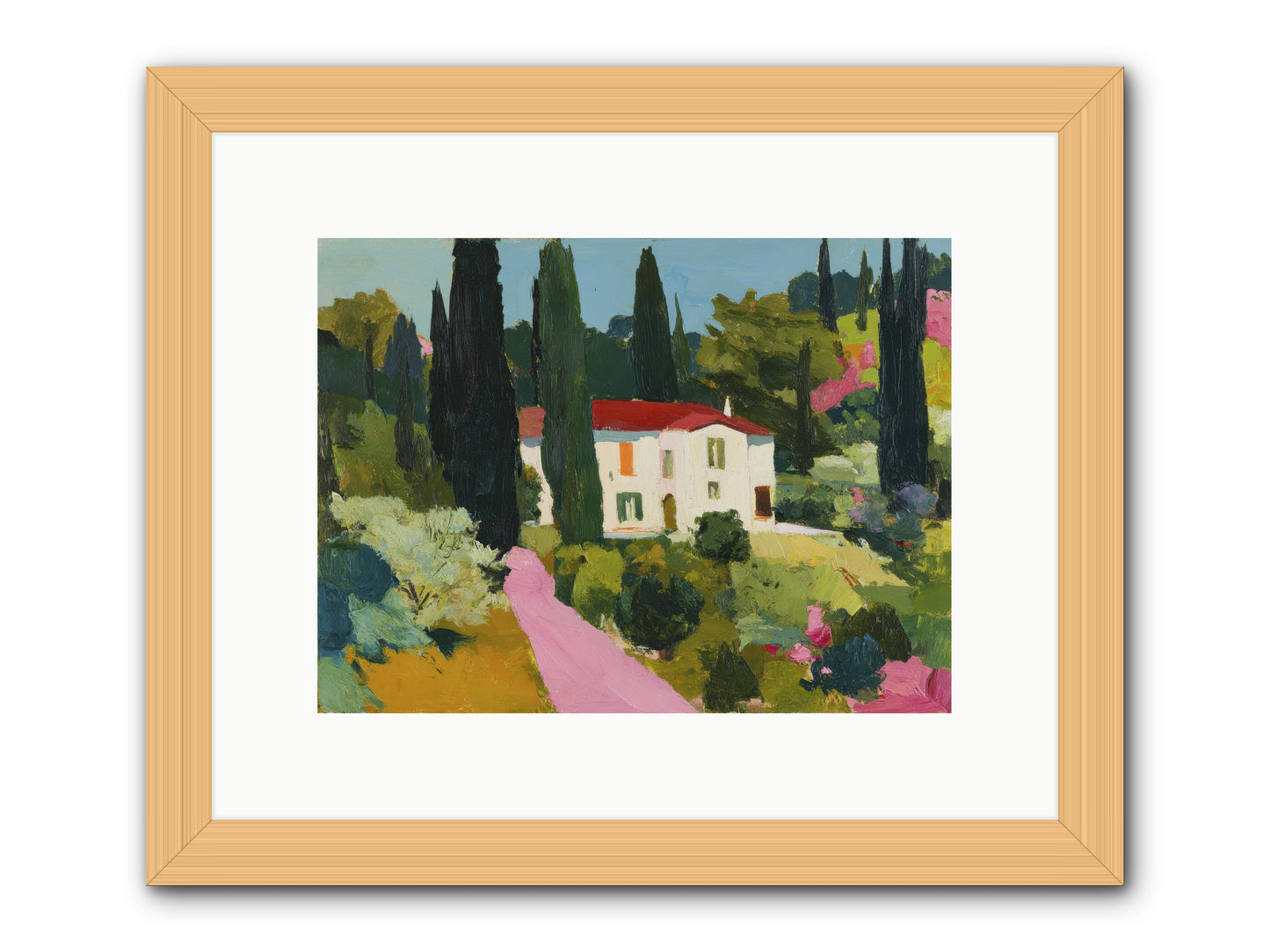 The Pink Path -- Framed Print - Natural 12x9