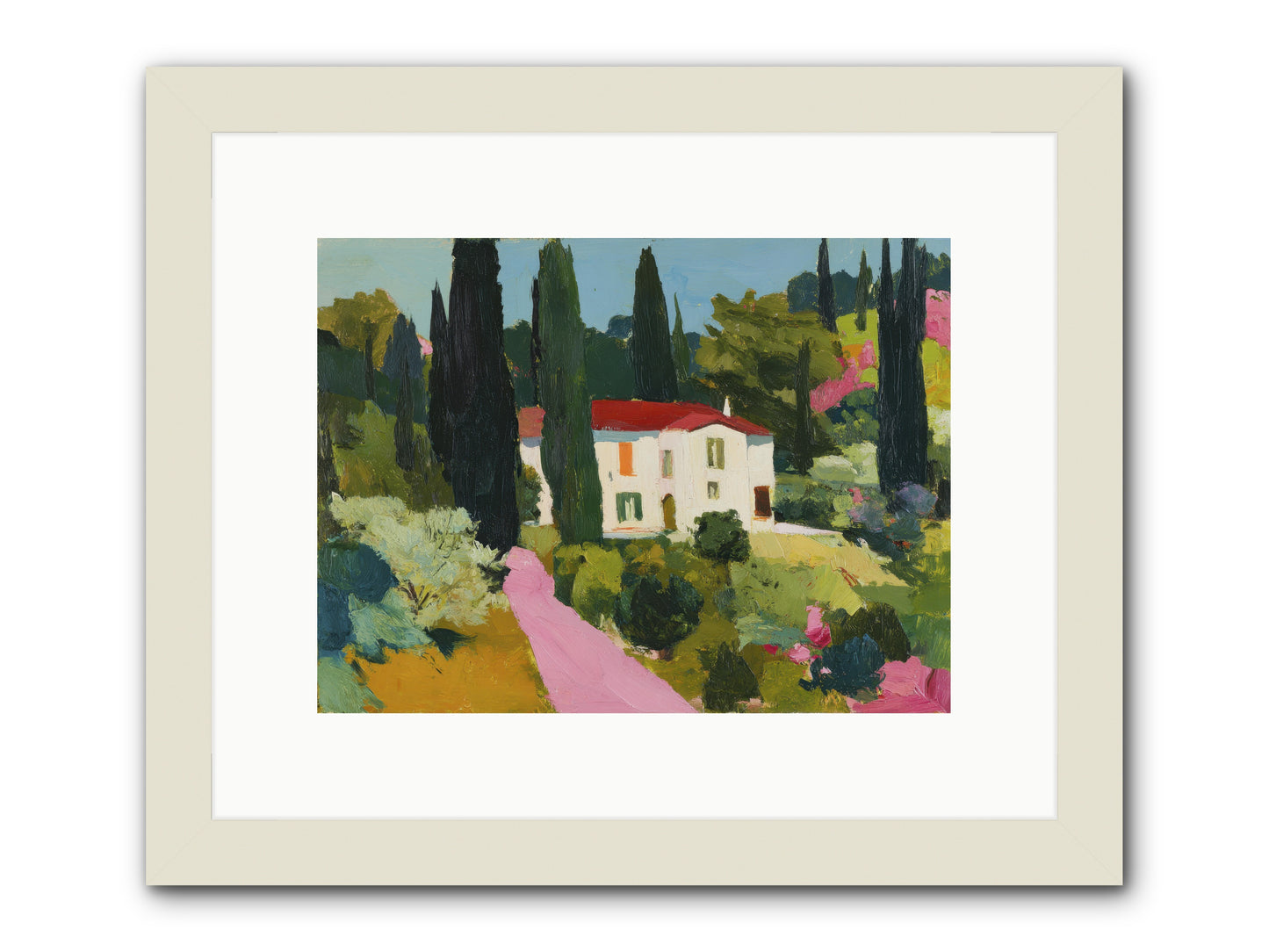 The Pink Path -- Framed Print - White 12x9