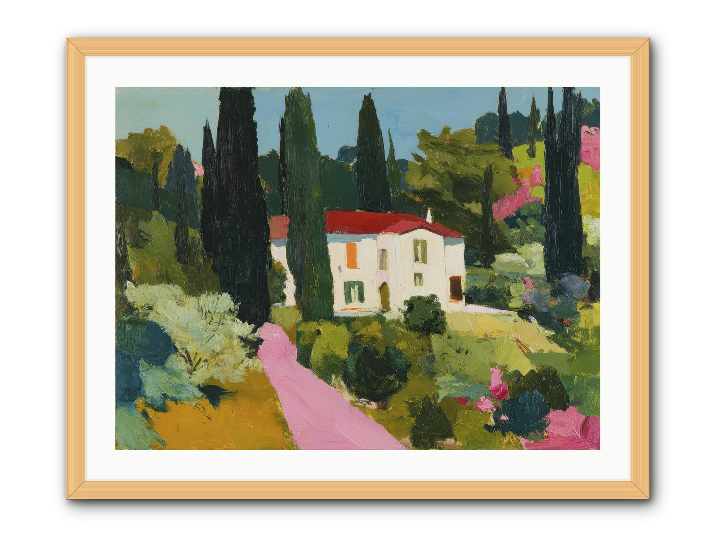 The Pink Path -- Framed Print - Natural 32x24