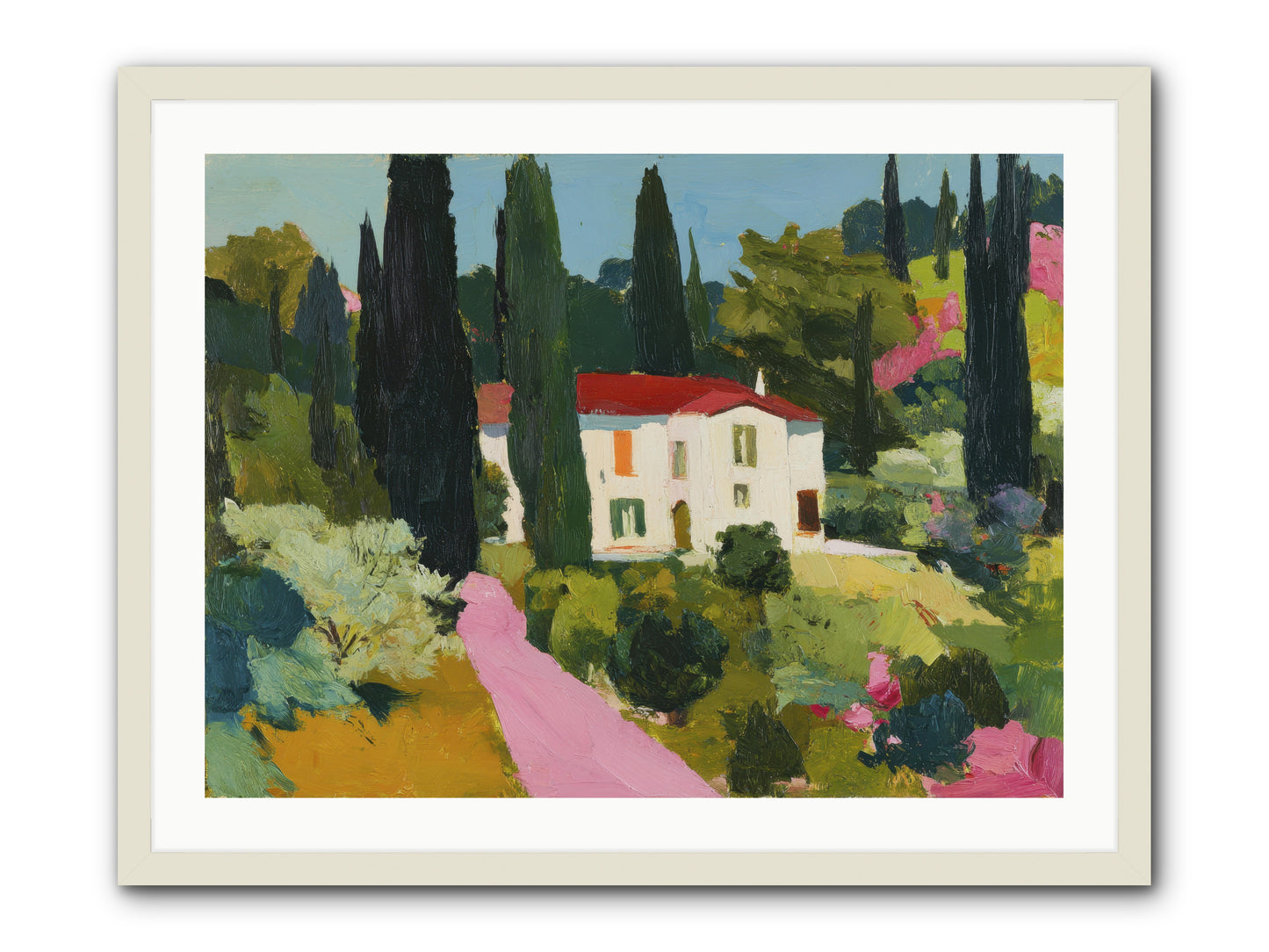 The Pink Path -- Framed Print - White 32x24