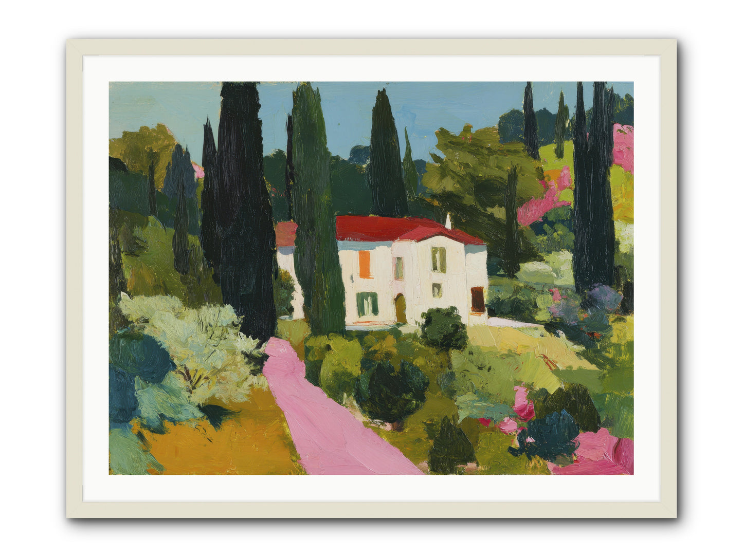 The Pink Path -- Framed Print - White 40x30