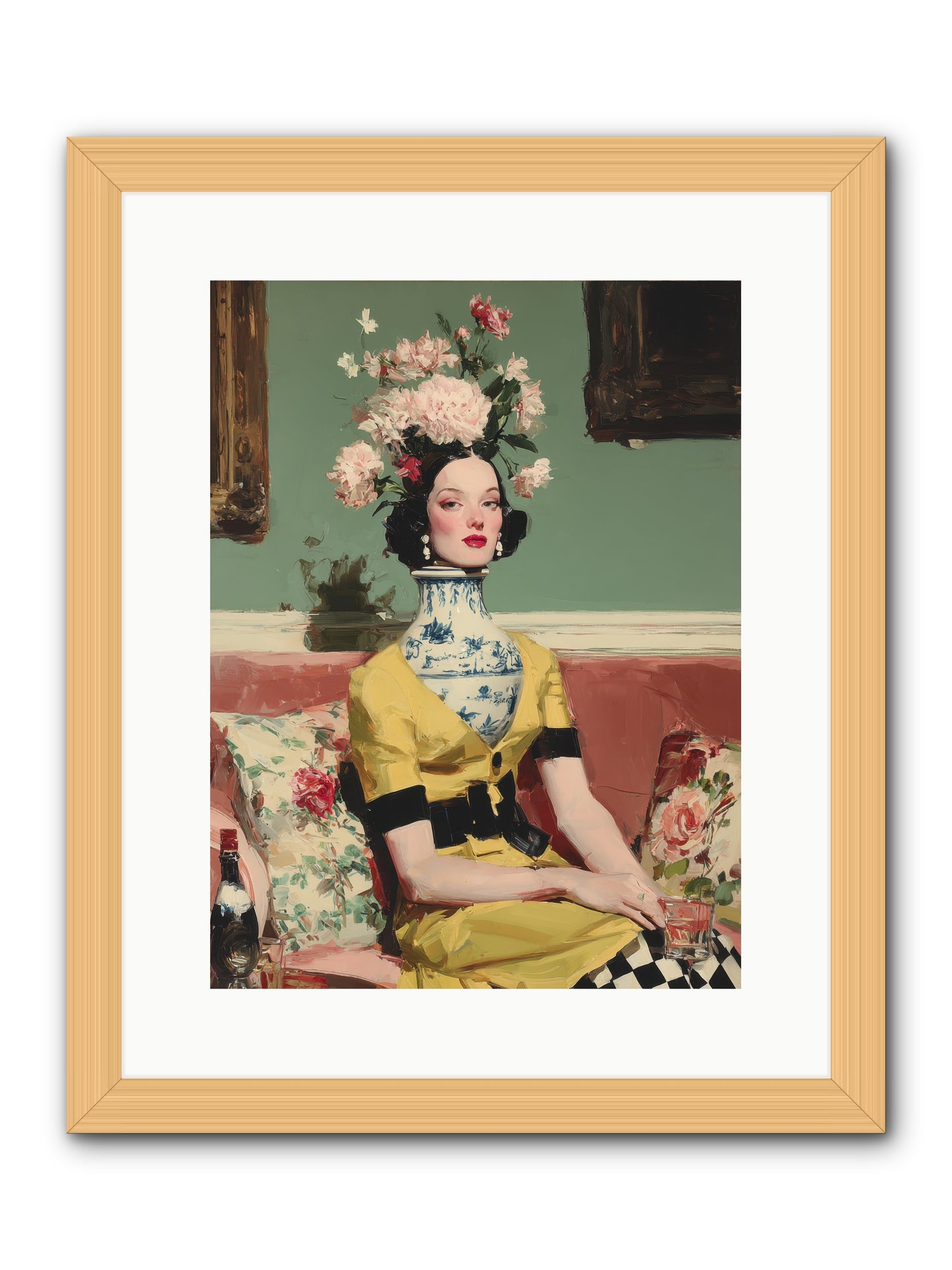The Porcelain Parlour -- Framed Print - Natural 12x16