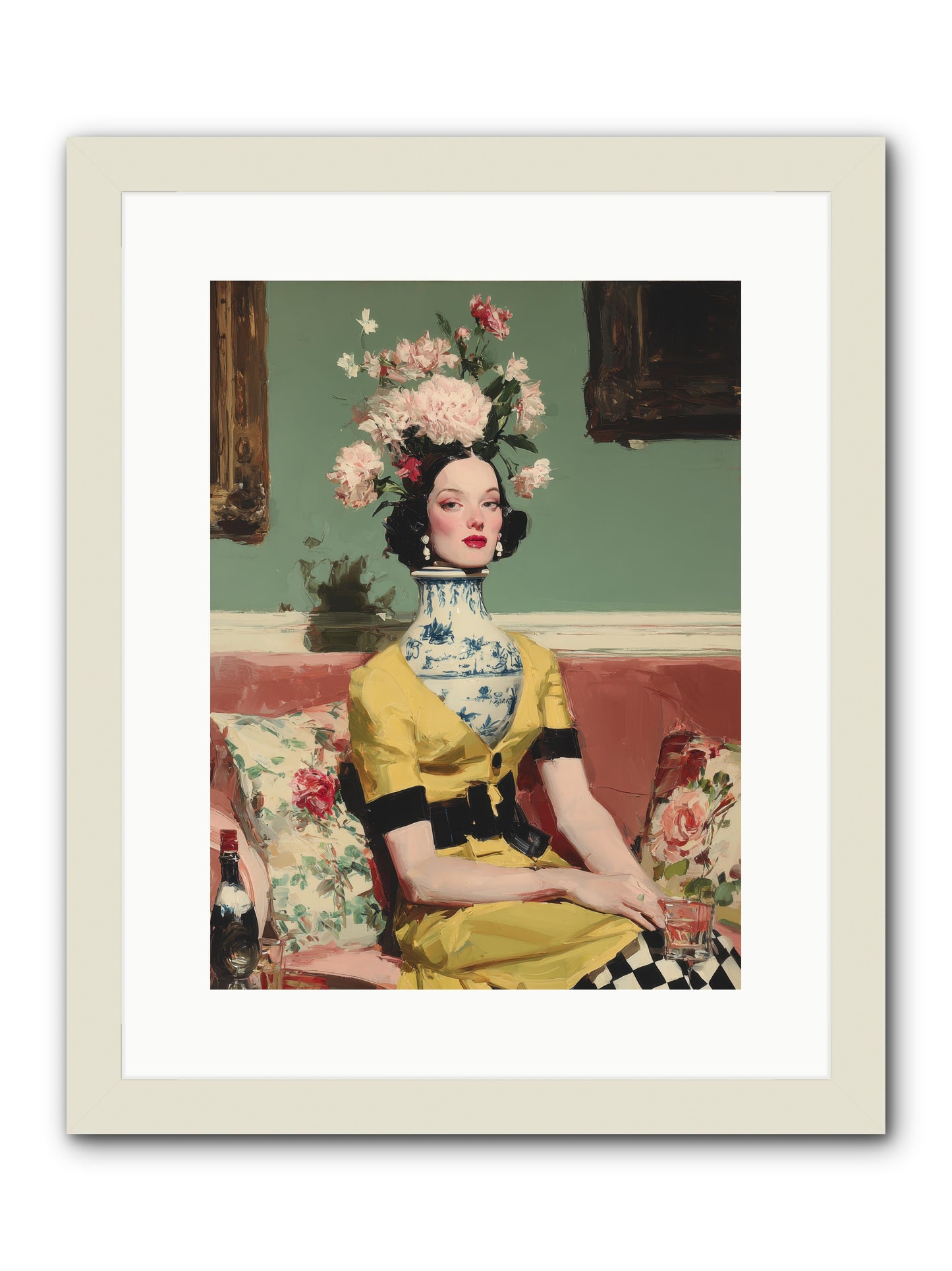 The Porcelain Parlour -- Framed Print - White 12x16