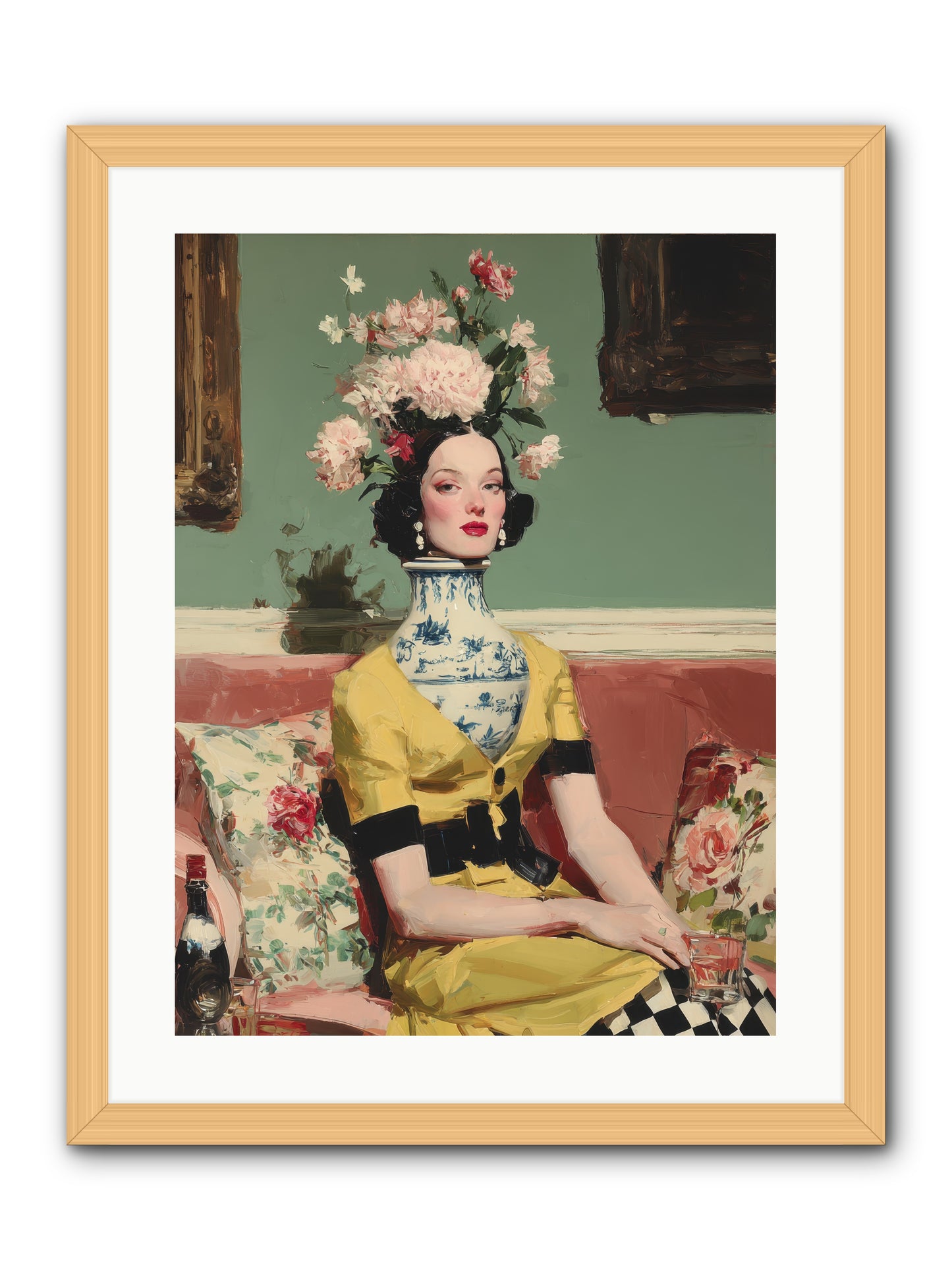 The Porcelain Parlour -- Framed Print - Natural 18x24