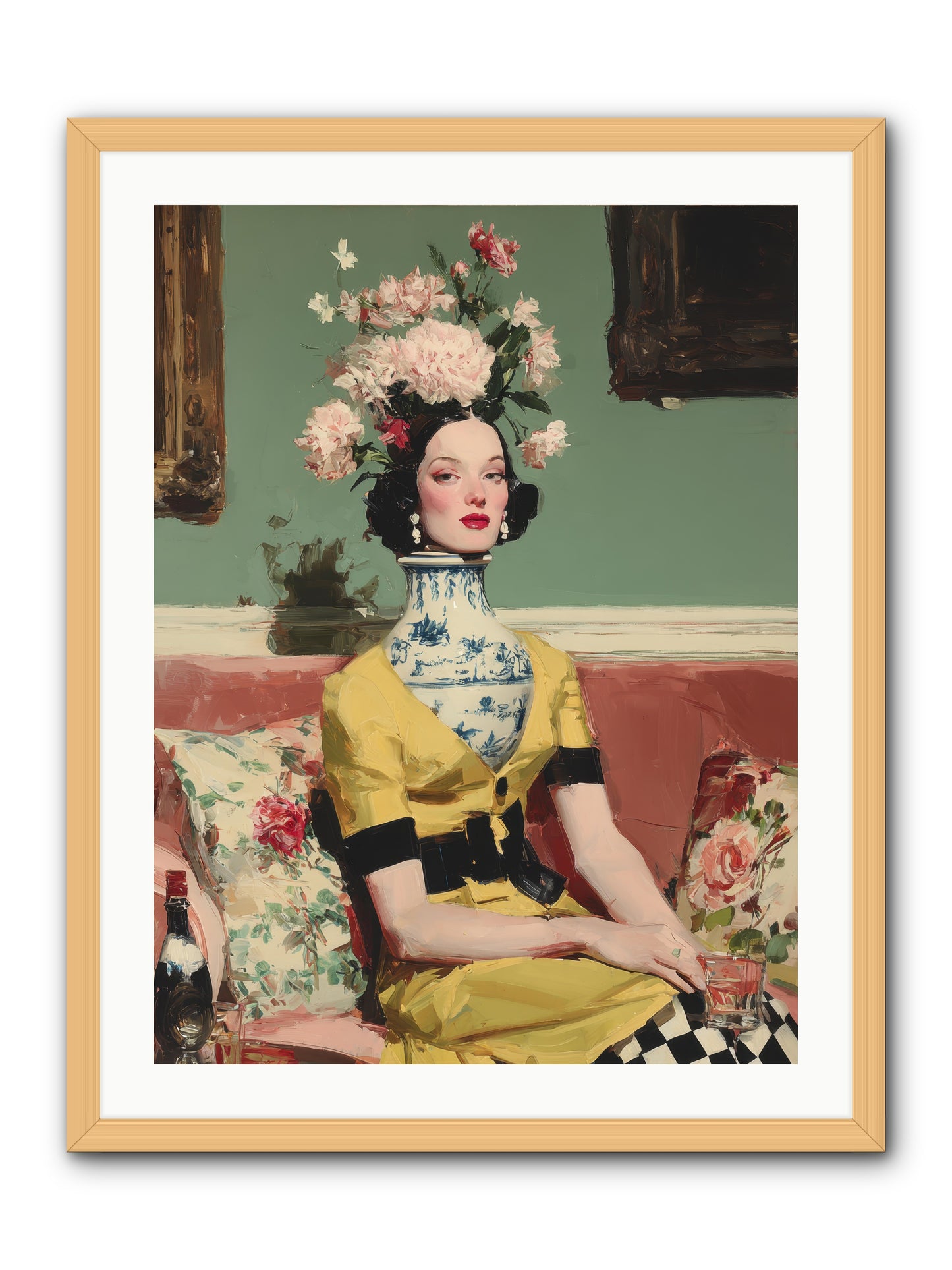 The Porcelain Parlour -- Framed Print - Natural 24x32