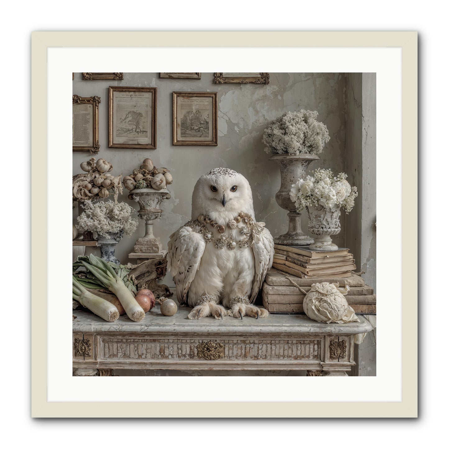 The Quiet Bloom -- Framed Print - White 24x24