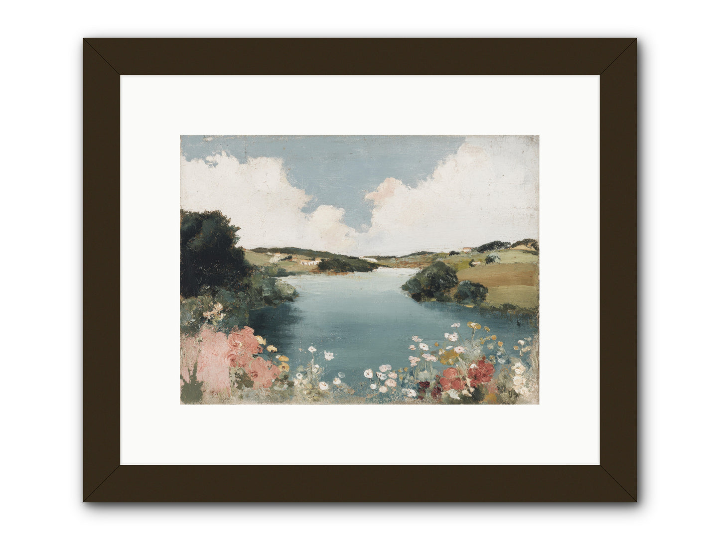 The Quiet Lake -- Framed Print - Black 12x9