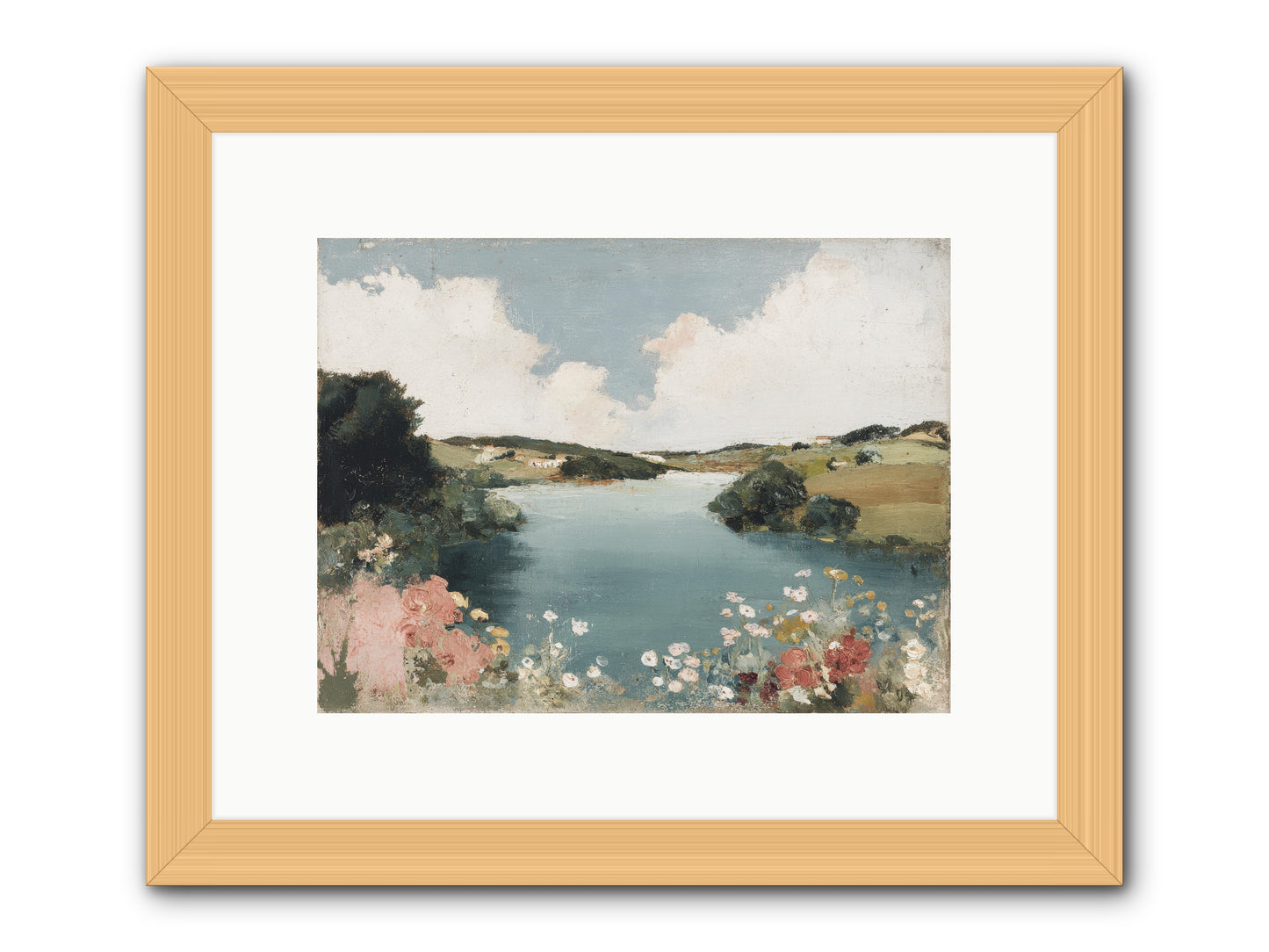 The Quiet Lake -- Framed Print - Natural 12x9