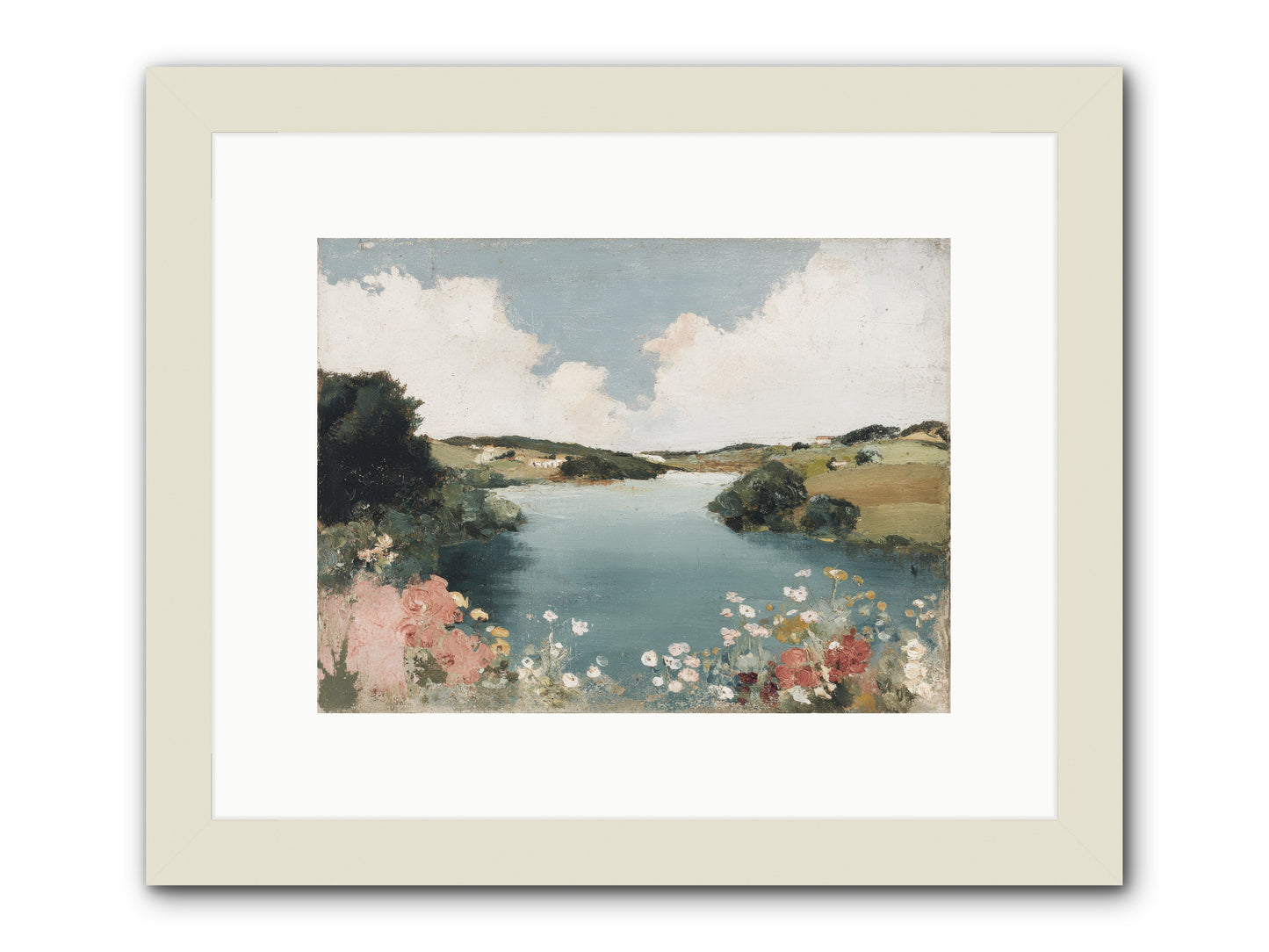 The Quiet Lake -- Framed Print - White 12x9
