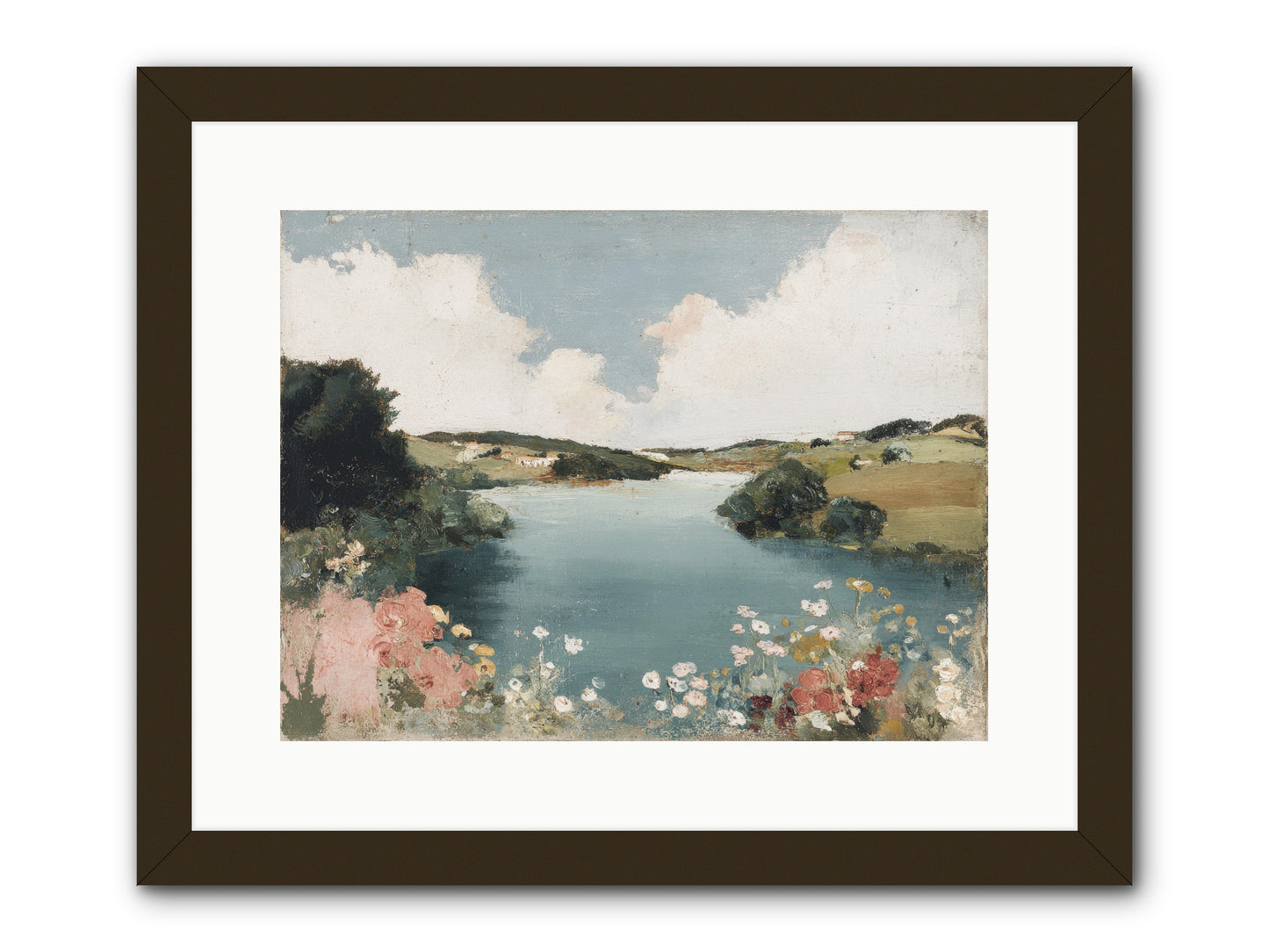 The Quiet Lake -- Framed Print - Black 16x12