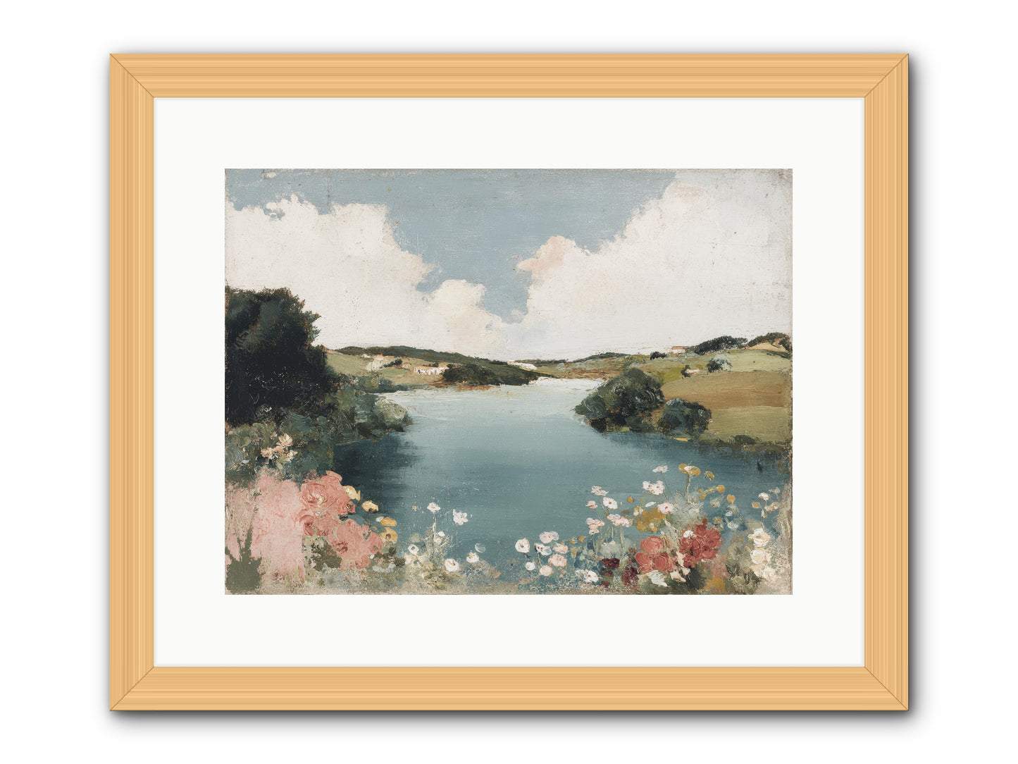 The Quiet Lake -- Framed Print - Natural 16x12