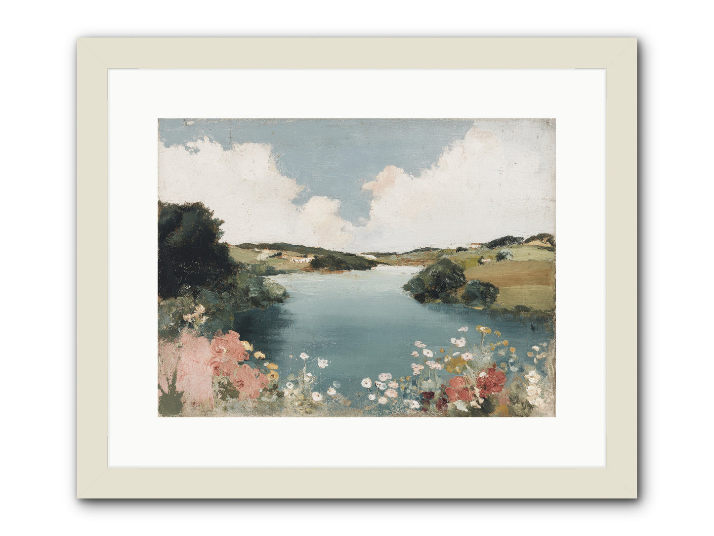 The Quiet Lake -- Framed Print - White 16x12