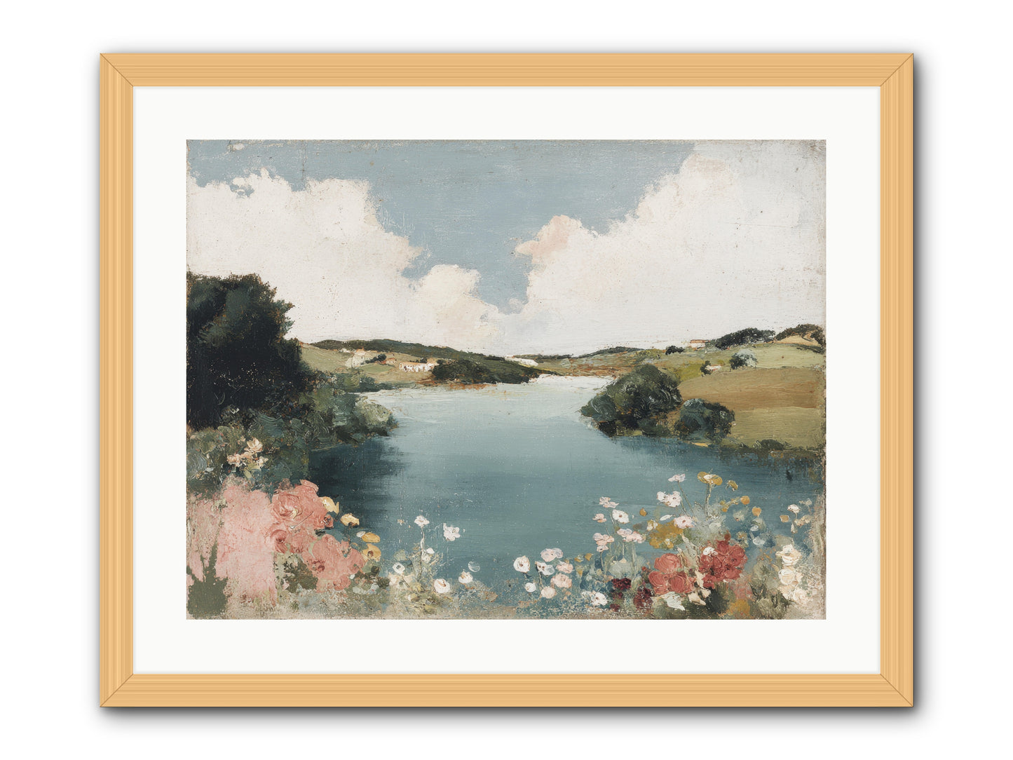 The Quiet Lake -- Framed Print - Natural 24x18