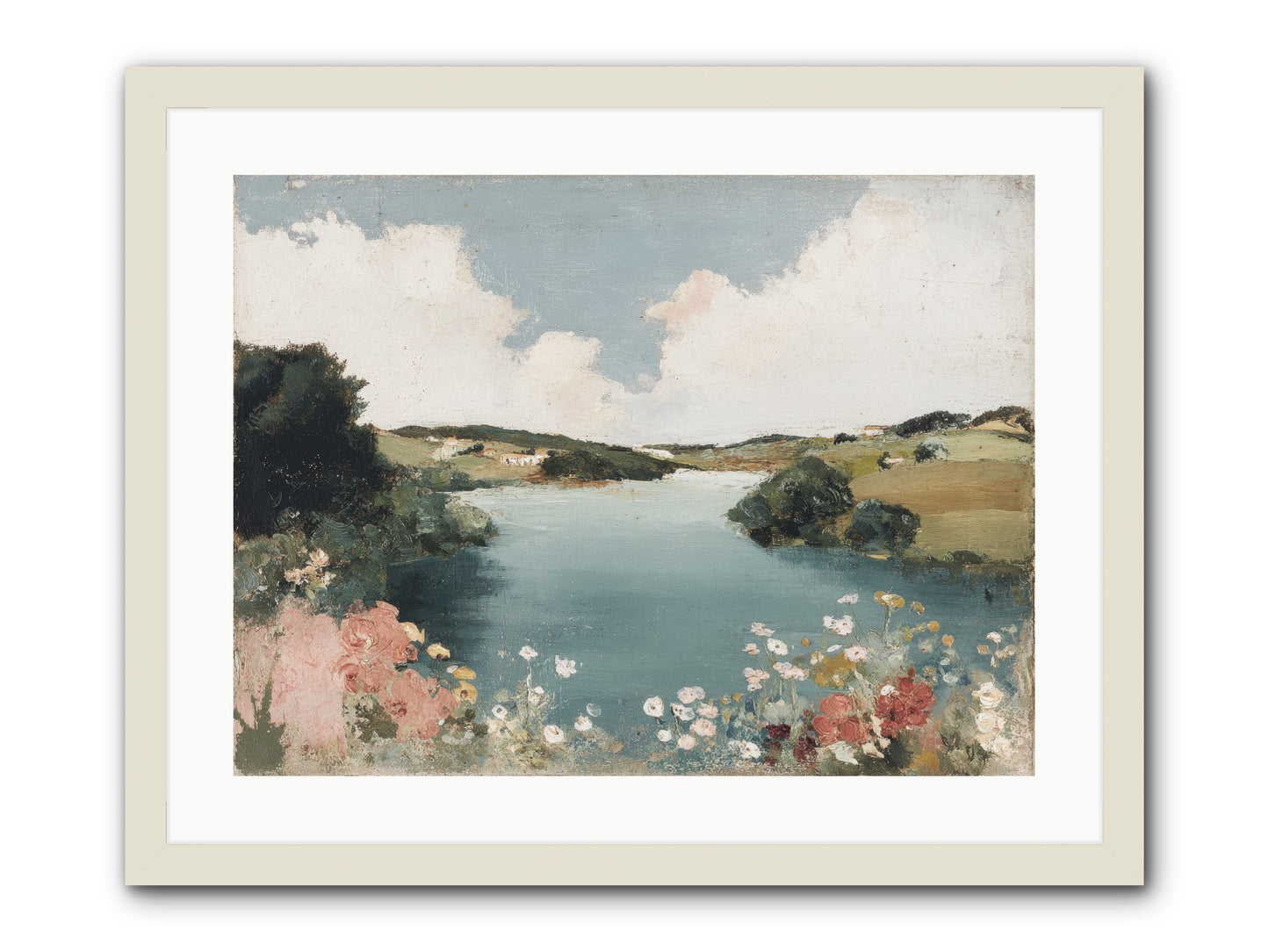 The Quiet Lake -- Framed Print - White 24x18