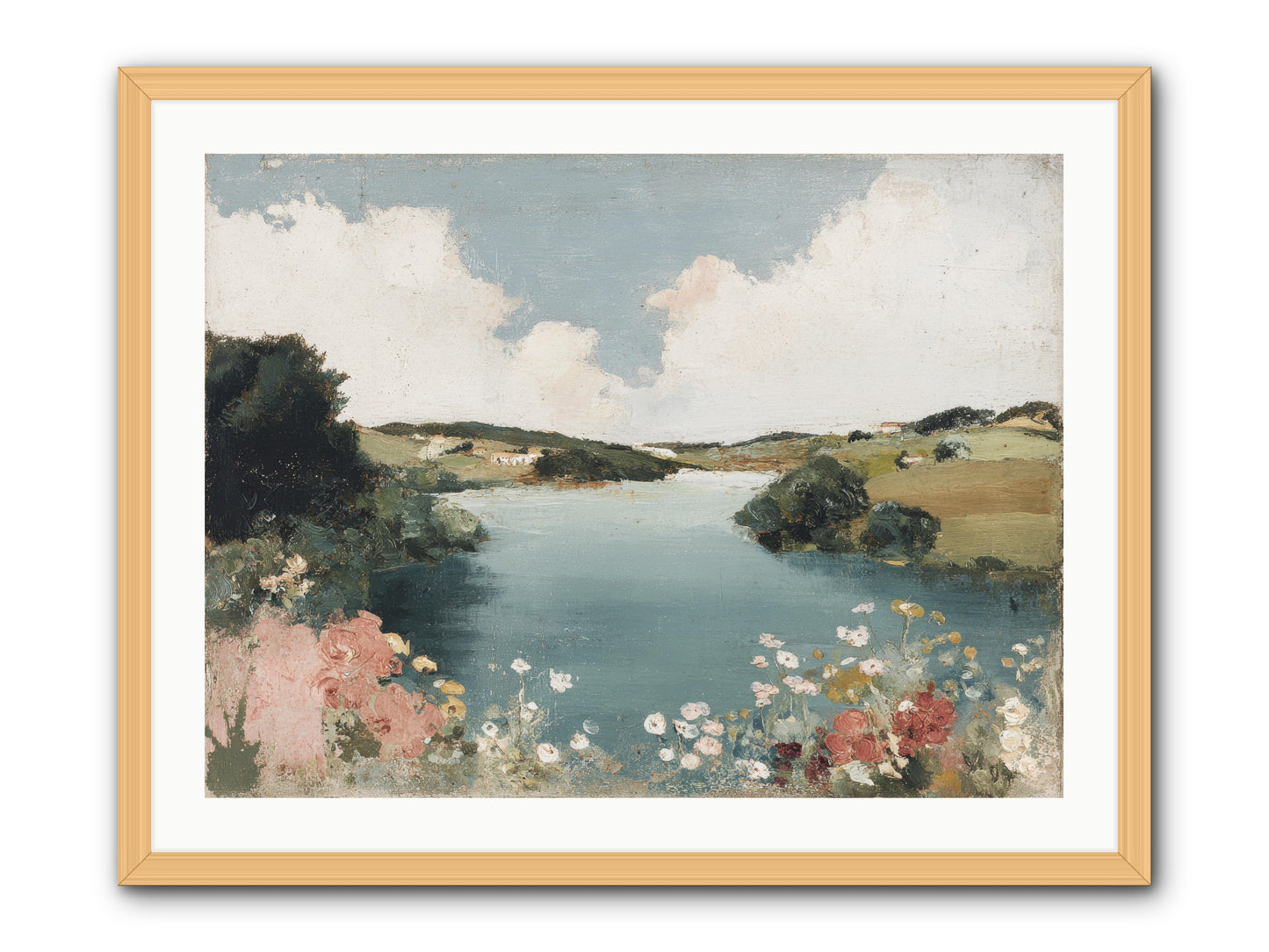 The Quiet Lake -- Framed Print - Natural 32x24