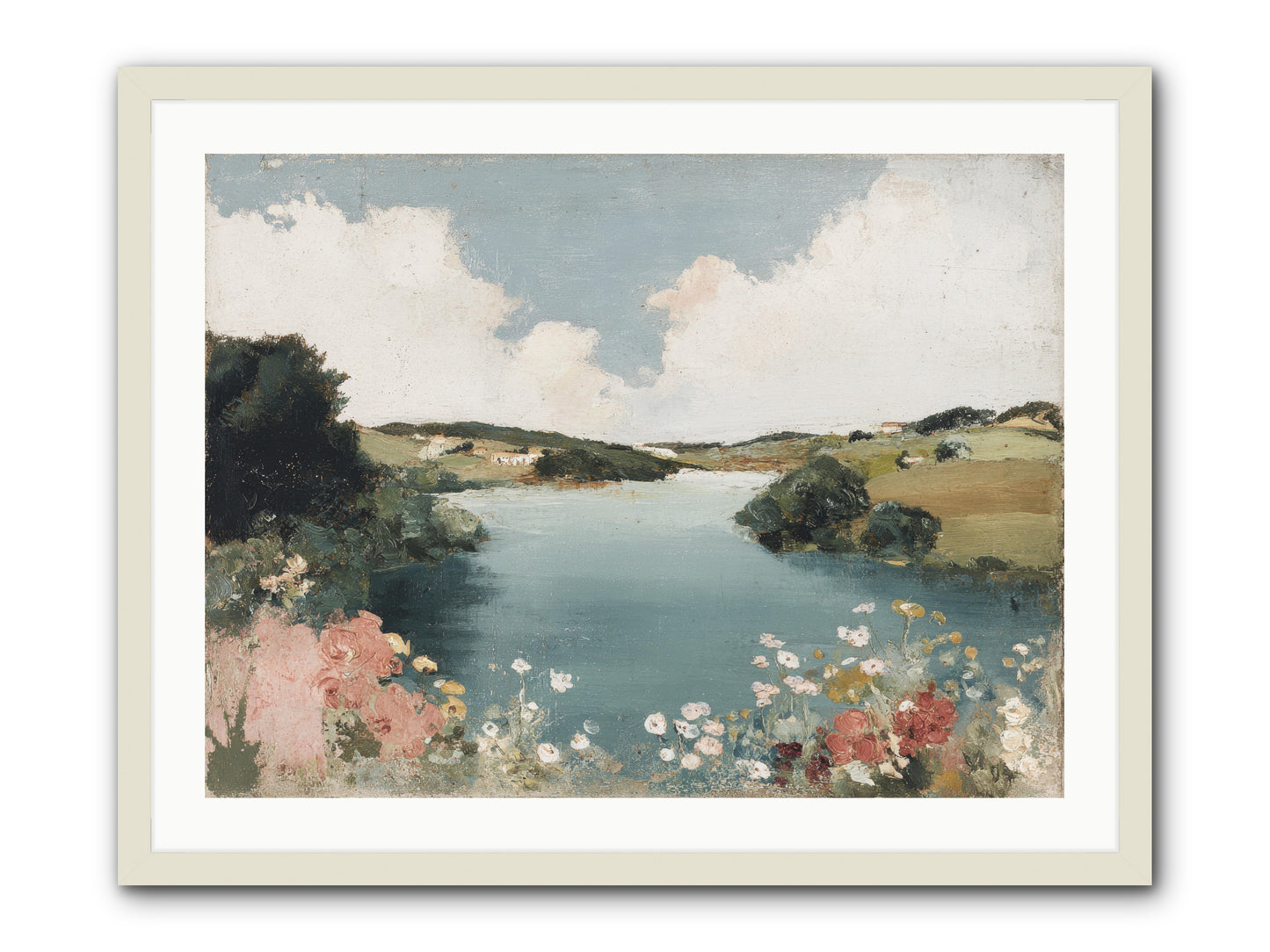 The Quiet Lake -- Framed Print - White 32x24