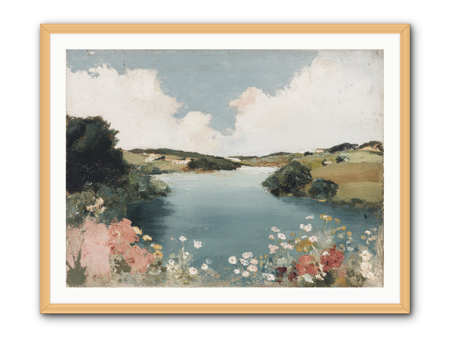 The Quiet Lake -- Framed Print - Natural 40x30