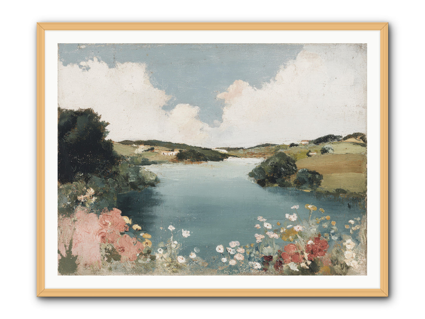 The Quiet Lake -- Framed Print - Natural 48x36