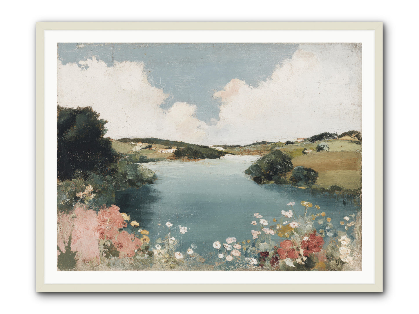 The Quiet Lake -- Framed Print - White 48x36