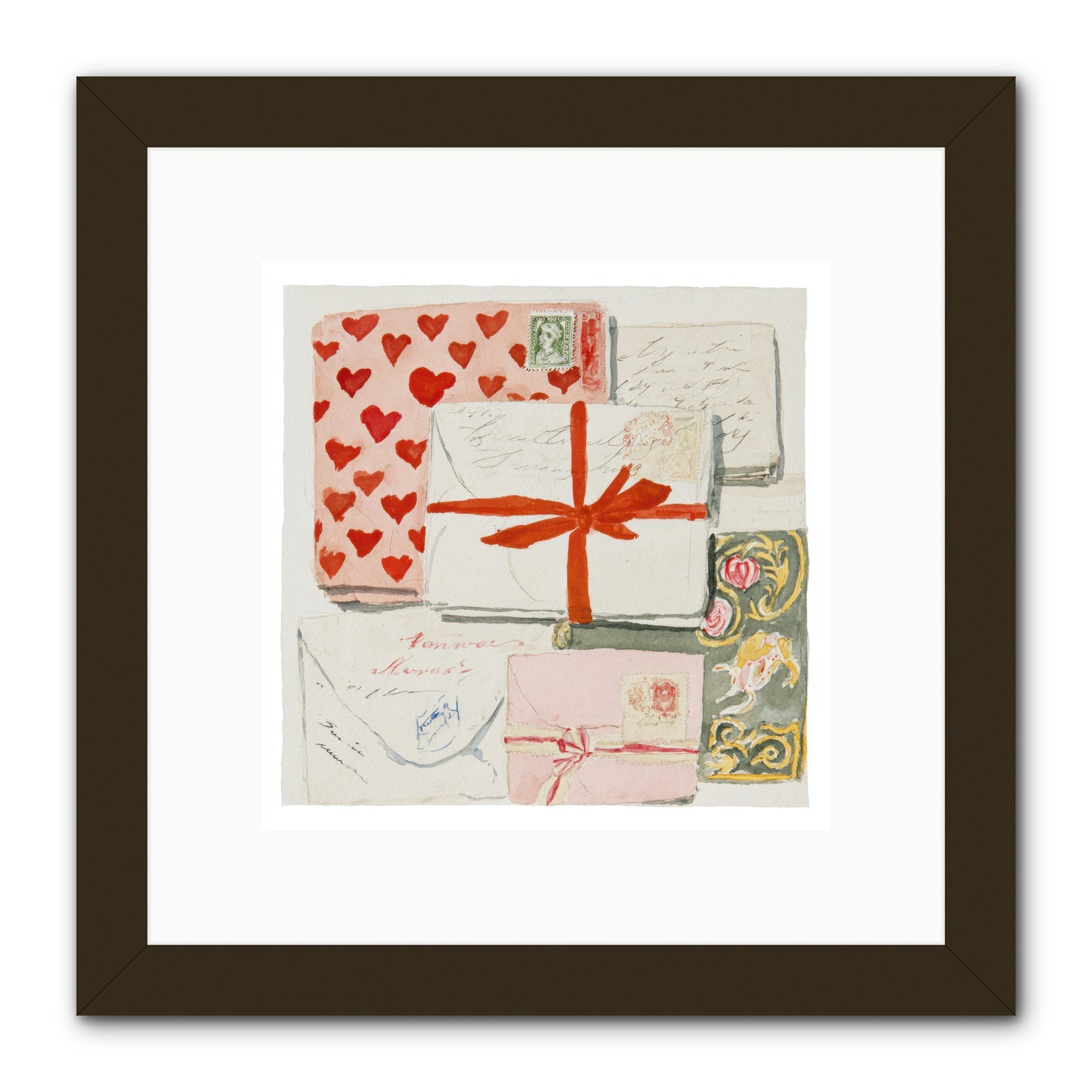 The Reading Club Of Hearts -- Framed Print - Black 10x10