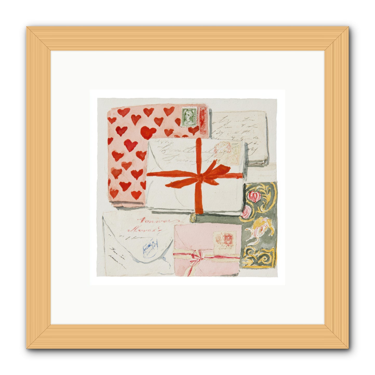 The Reading Club Of Hearts -- Framed Print - Natural 10x10