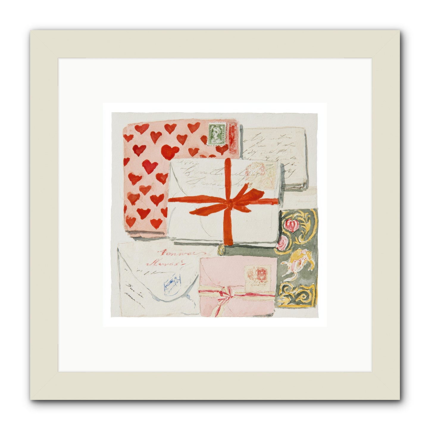 The Reading Club Of Hearts -- Framed Print - White 10x10