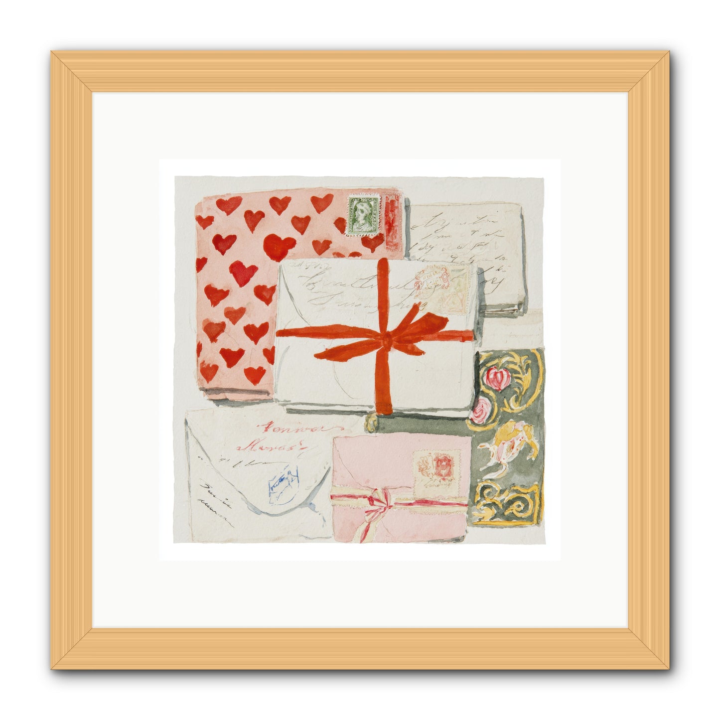 The Reading Club Of Hearts -- Framed Print - Natural 12x12