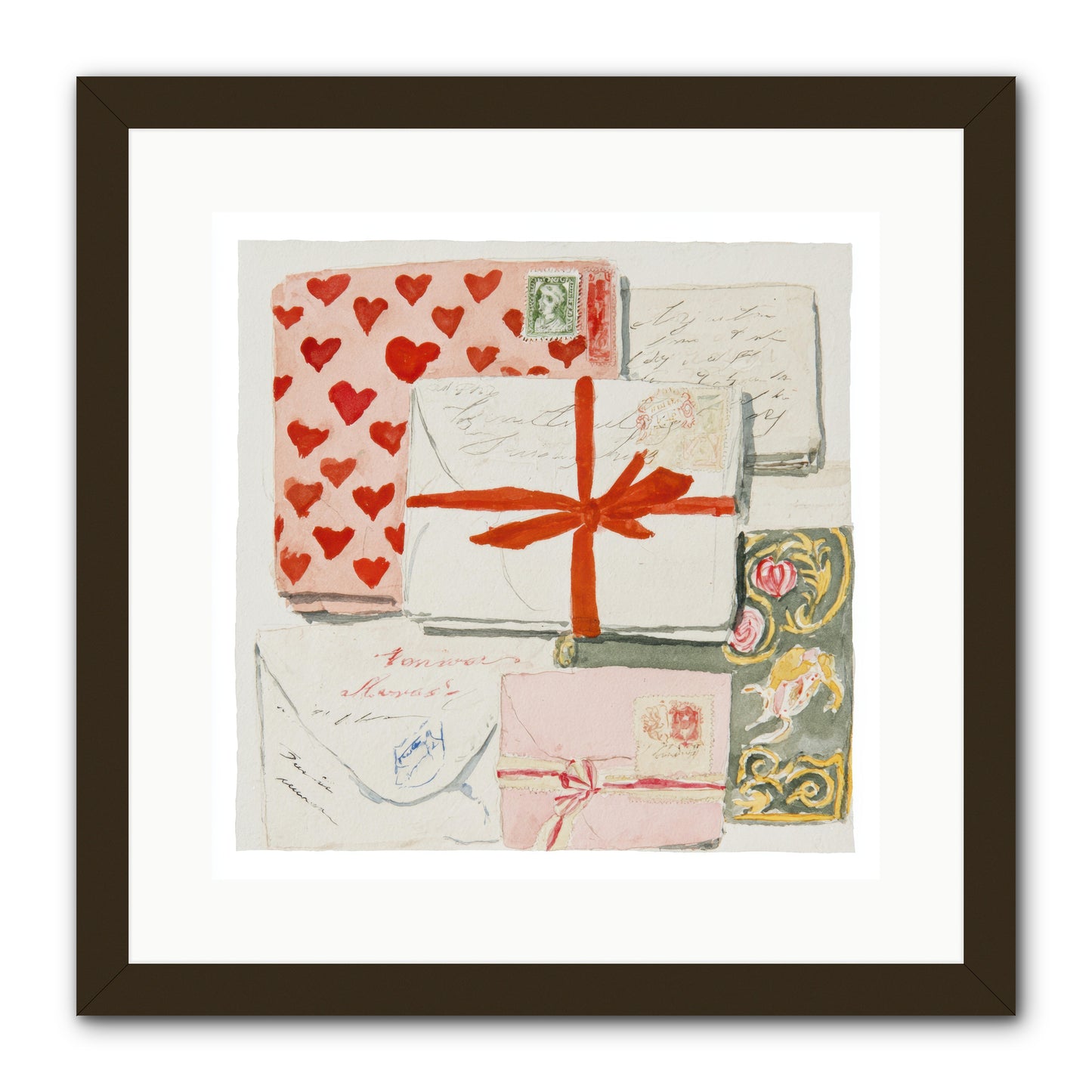 The Reading Club Of Hearts -- Framed Print - Black 16x16