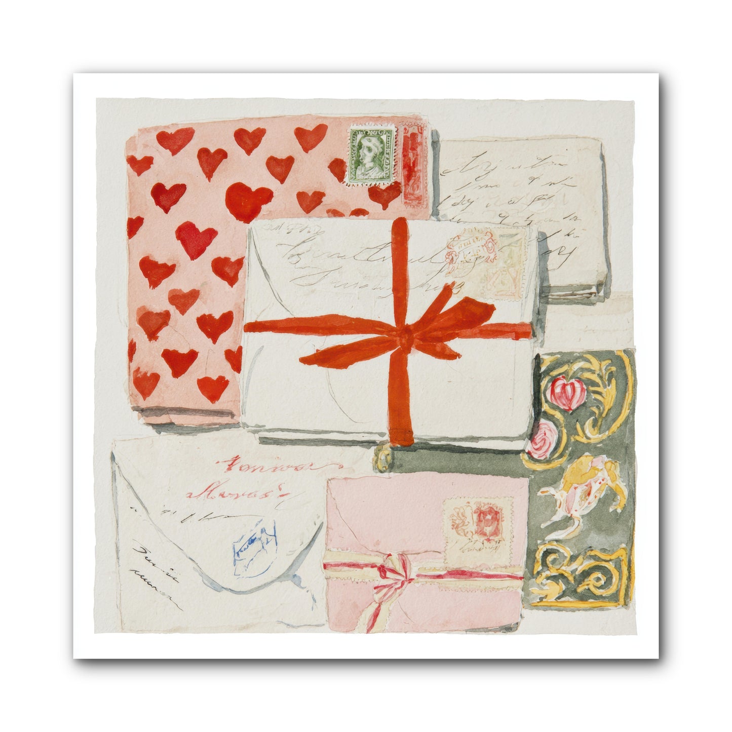 The Reading Club Of Hearts -- Wrapped Canvas 10x10