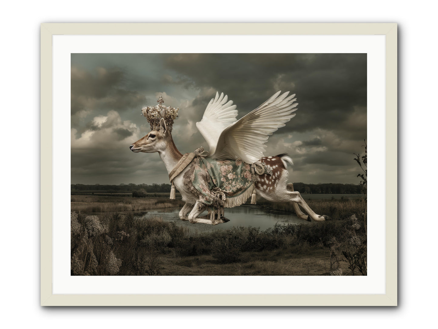The River Wrote Its Name -- Framed Print - White 32x24