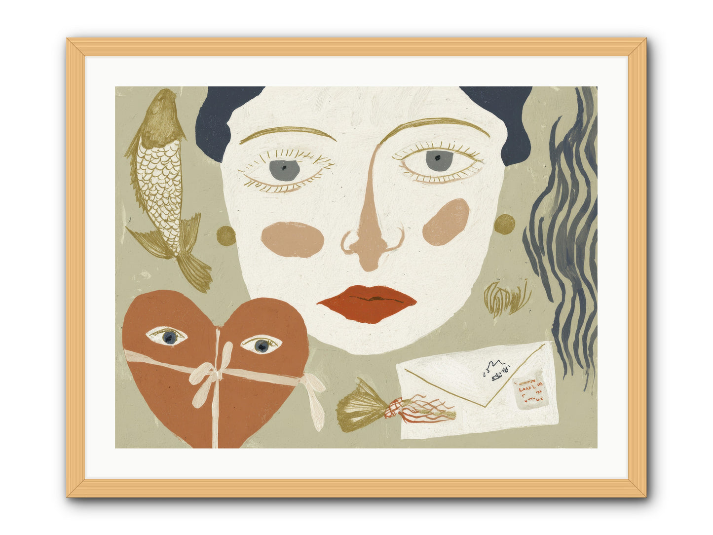 The Secret Address Of Love -- Framed Print - Natural 32x24