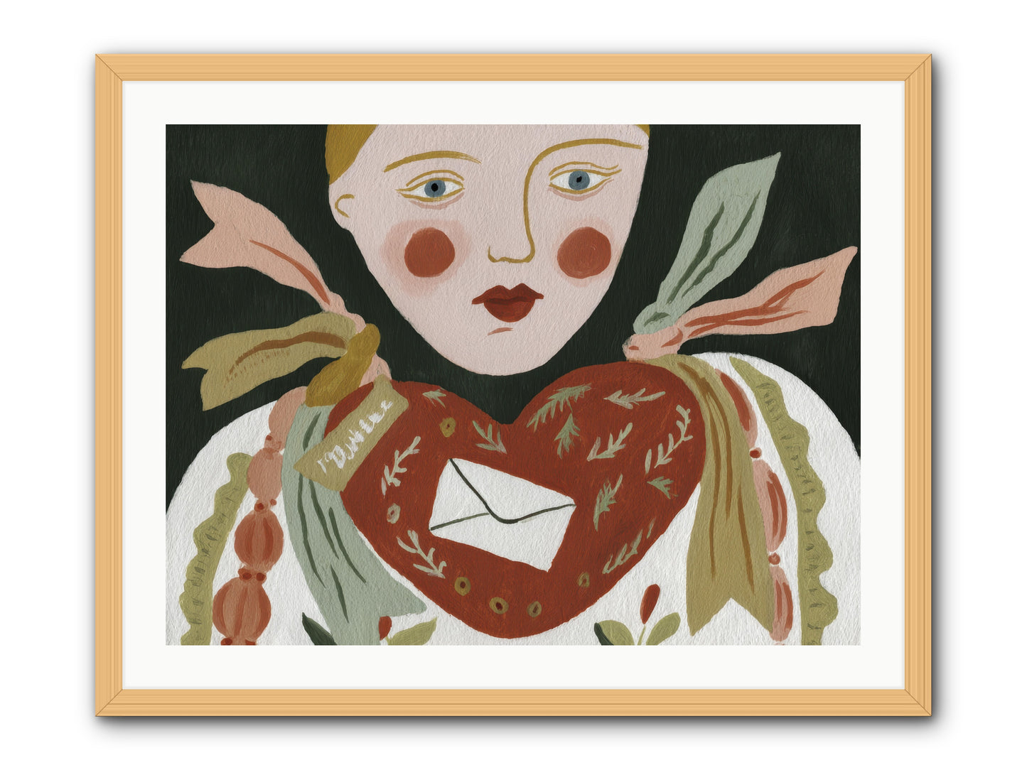 The Sketchbook Of Hearts -- Framed Print - Natural 32x24