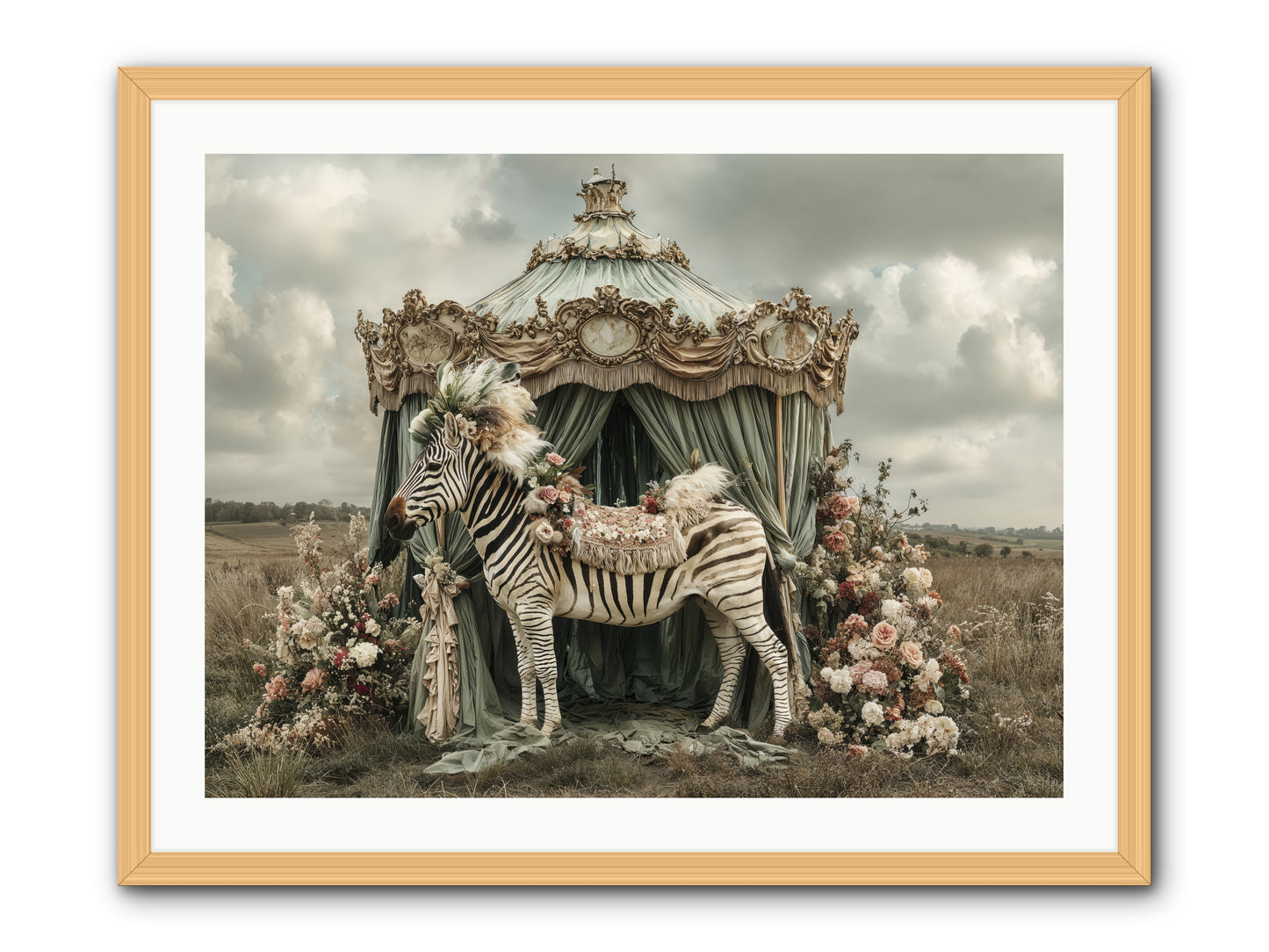 The Sky Wore Clementine -- Framed Print - Natural 32x24