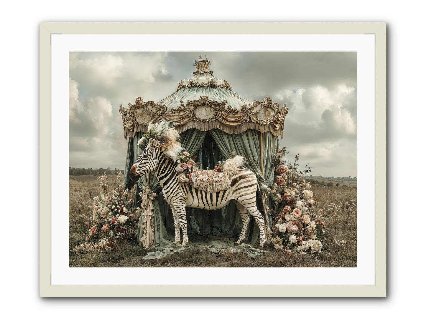 The Sky Wore Clementine -- Framed Print - White 32x24
