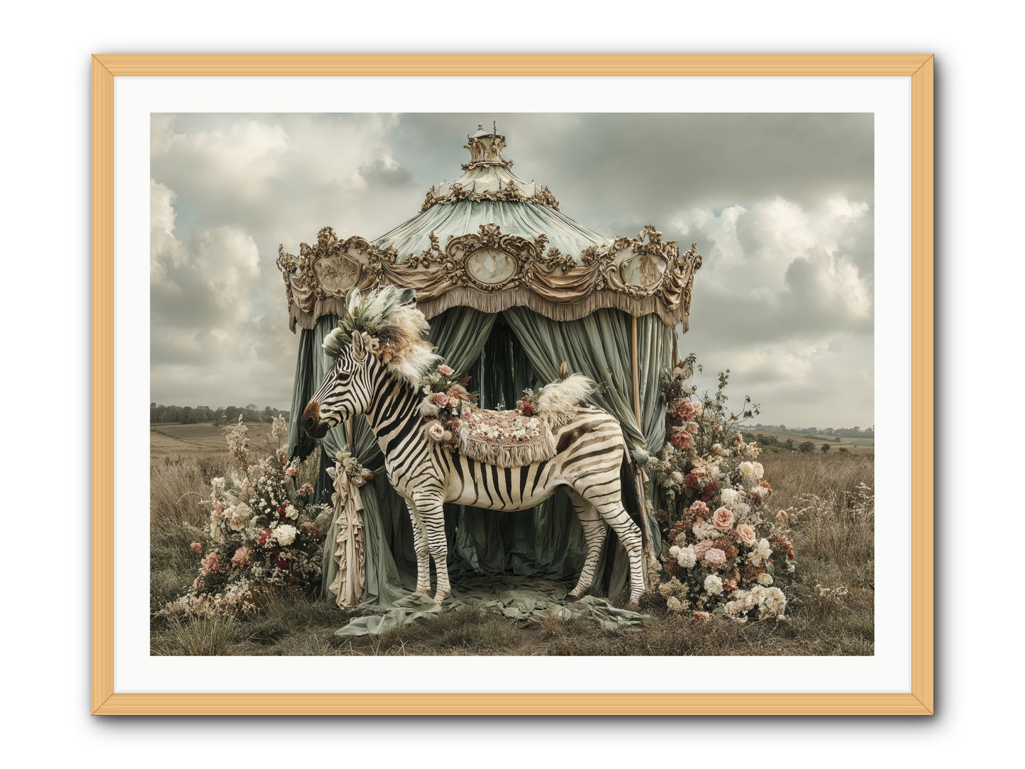 The Sky Wore Clementine -- Framed Print - Natural 40x30