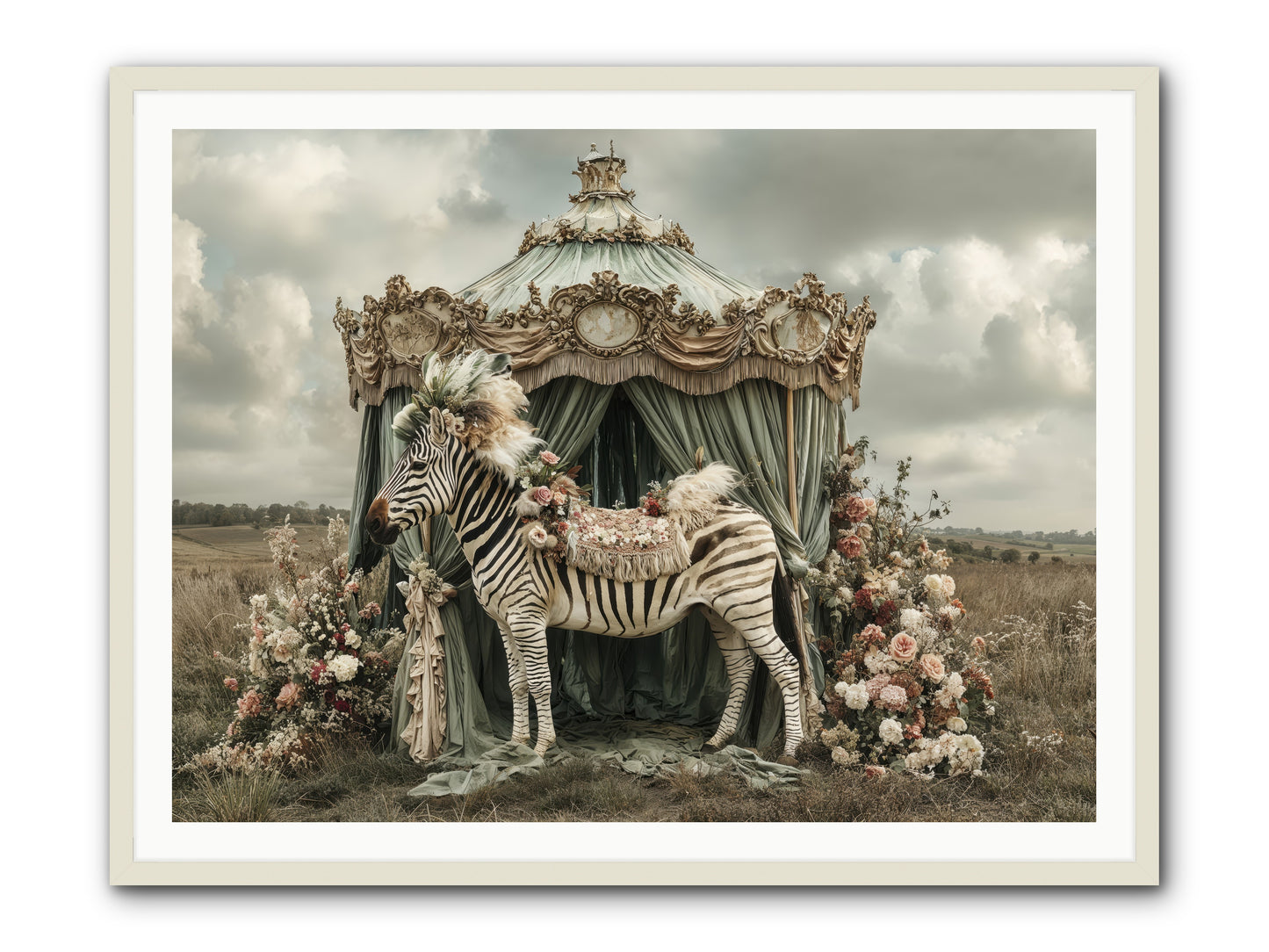 The Sky Wore Clementine -- Framed Print - White 48x36
