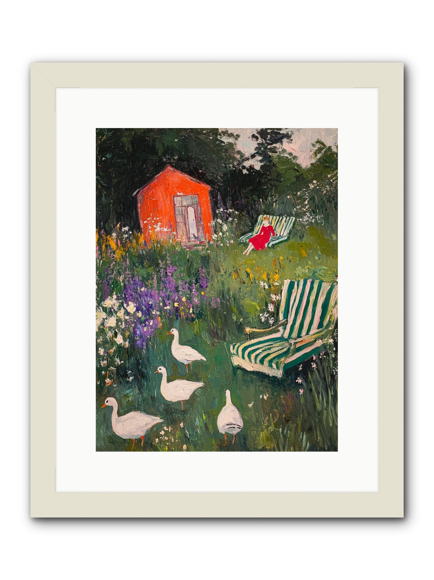 The Summer Months -- Framed Print - White 12x16