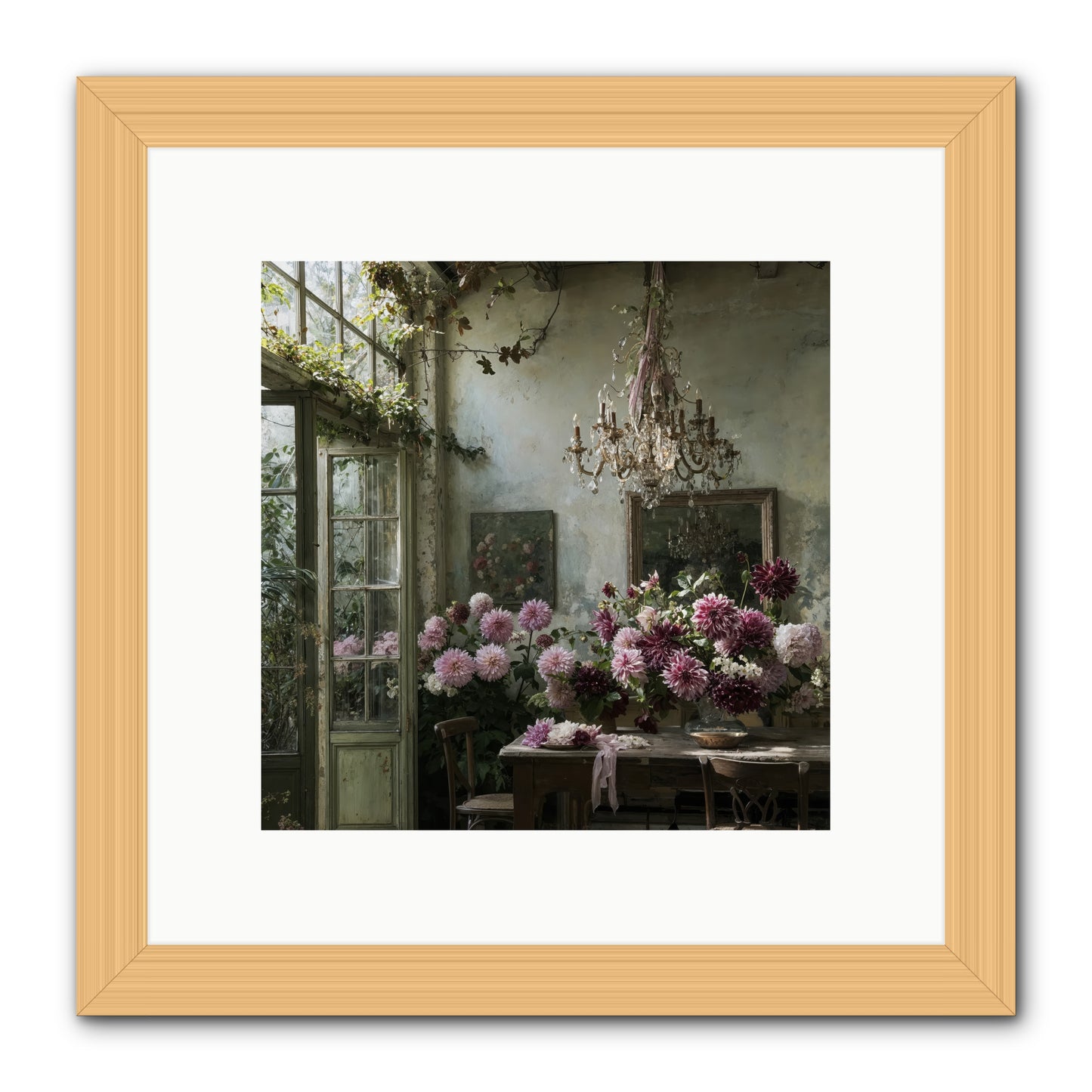 The Summer Table -- Framed Print - Natural 10x10