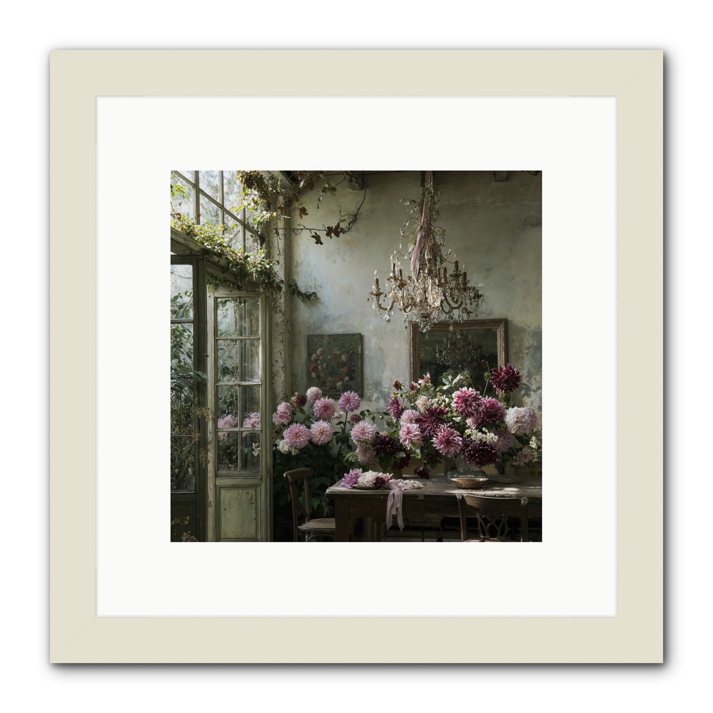 The Summer Table -- Framed Print - White 10x10