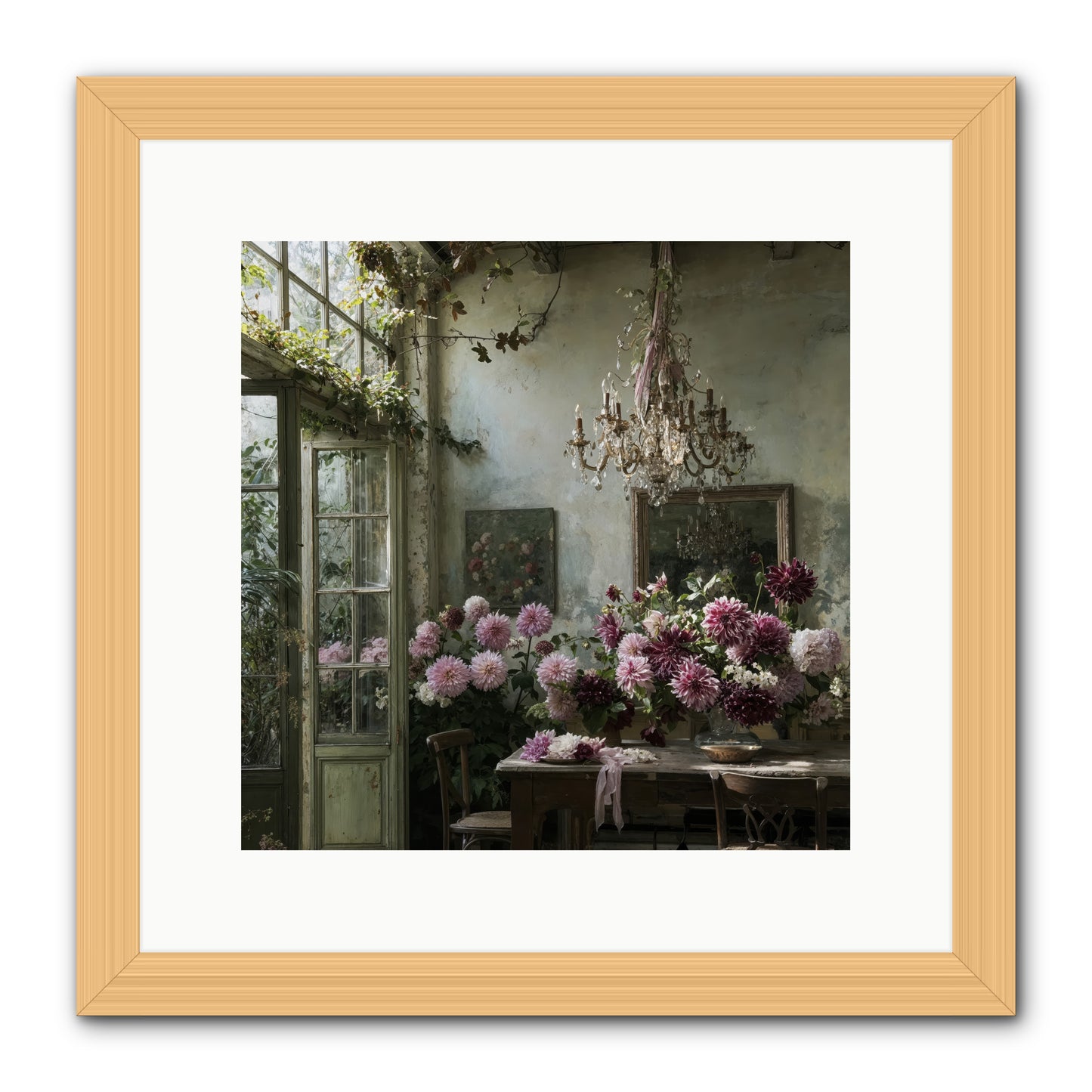 The Summer Table -- Framed Print - Natural 12x12