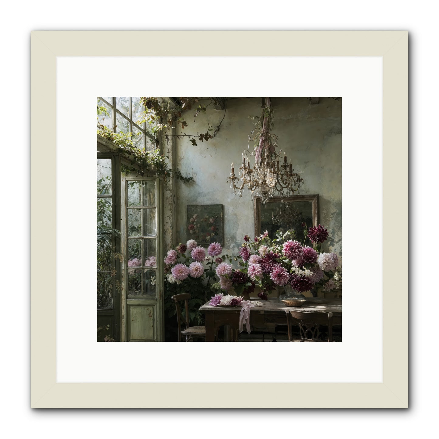 The Summer Table -- Framed Print - White 12x12