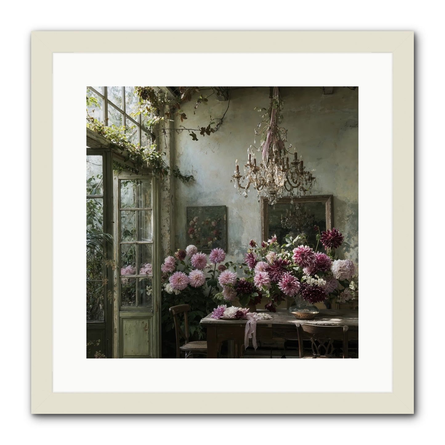 The Summer Table -- Framed Print - White 16x16